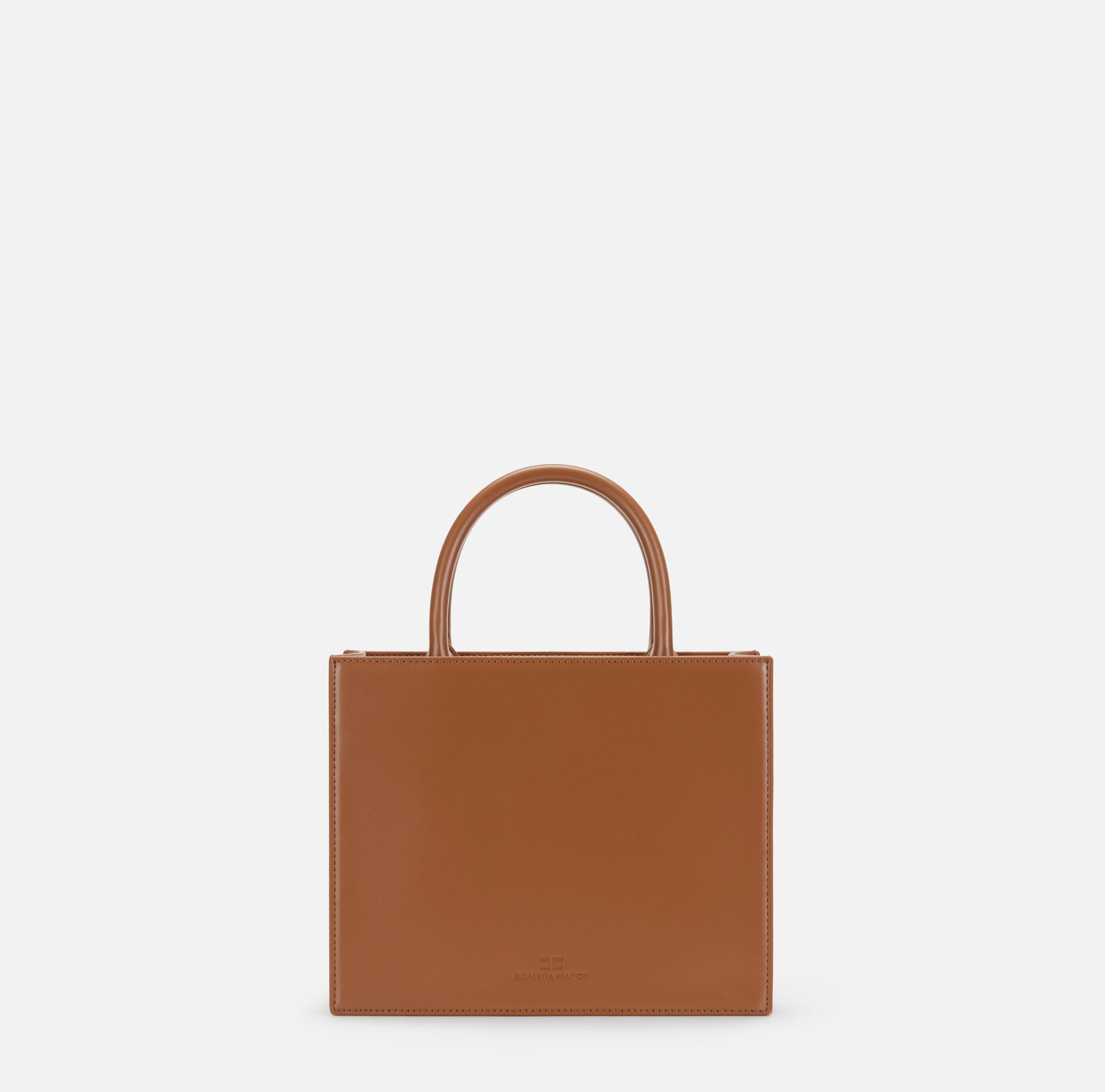 ELISABETTA FRANCHI Borsa Tote Piccola Logo-Brown Sugar