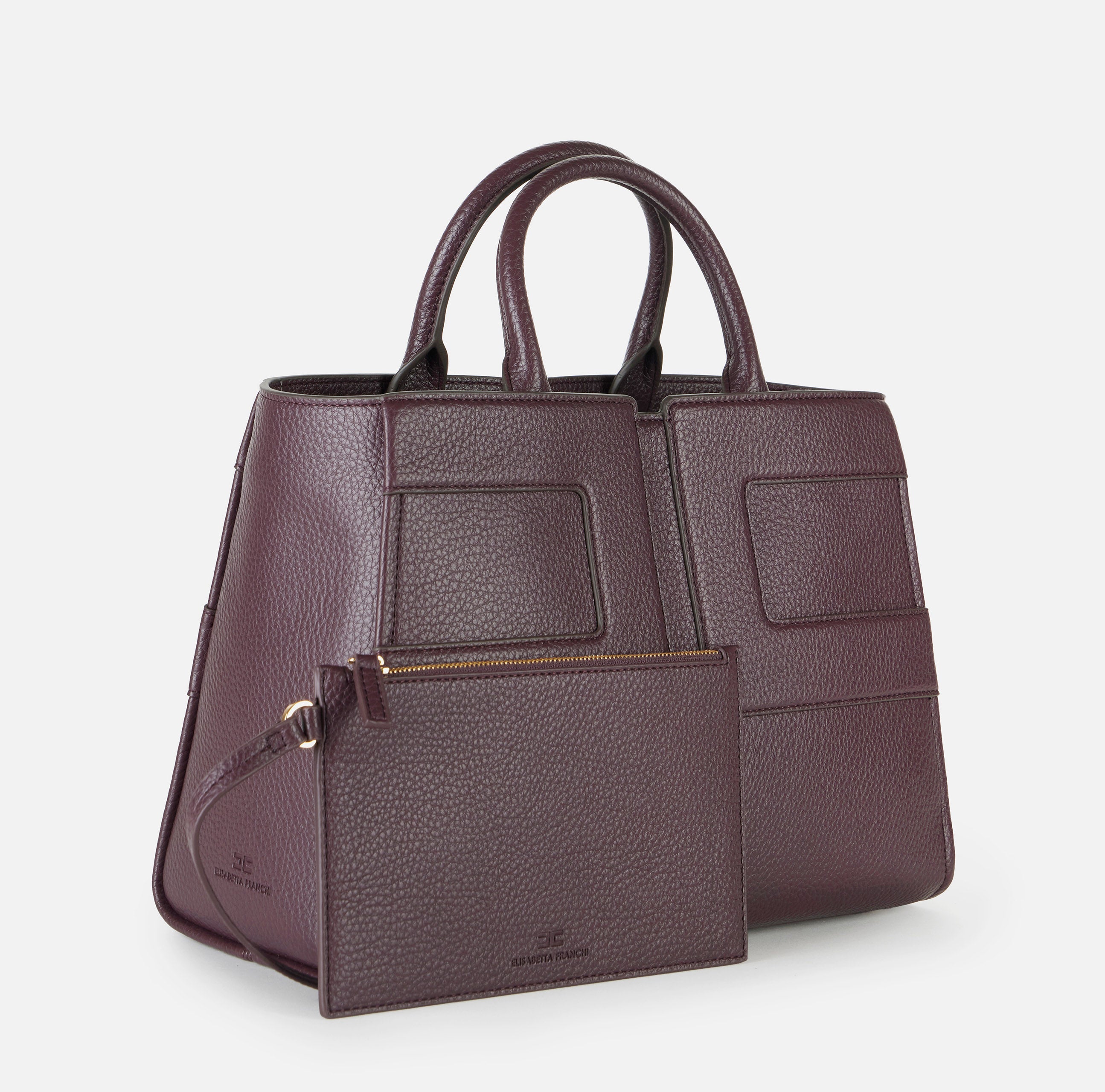 ELISABETTA FRANCHI Borsa Tote Grande Maxi Logo-Merlot