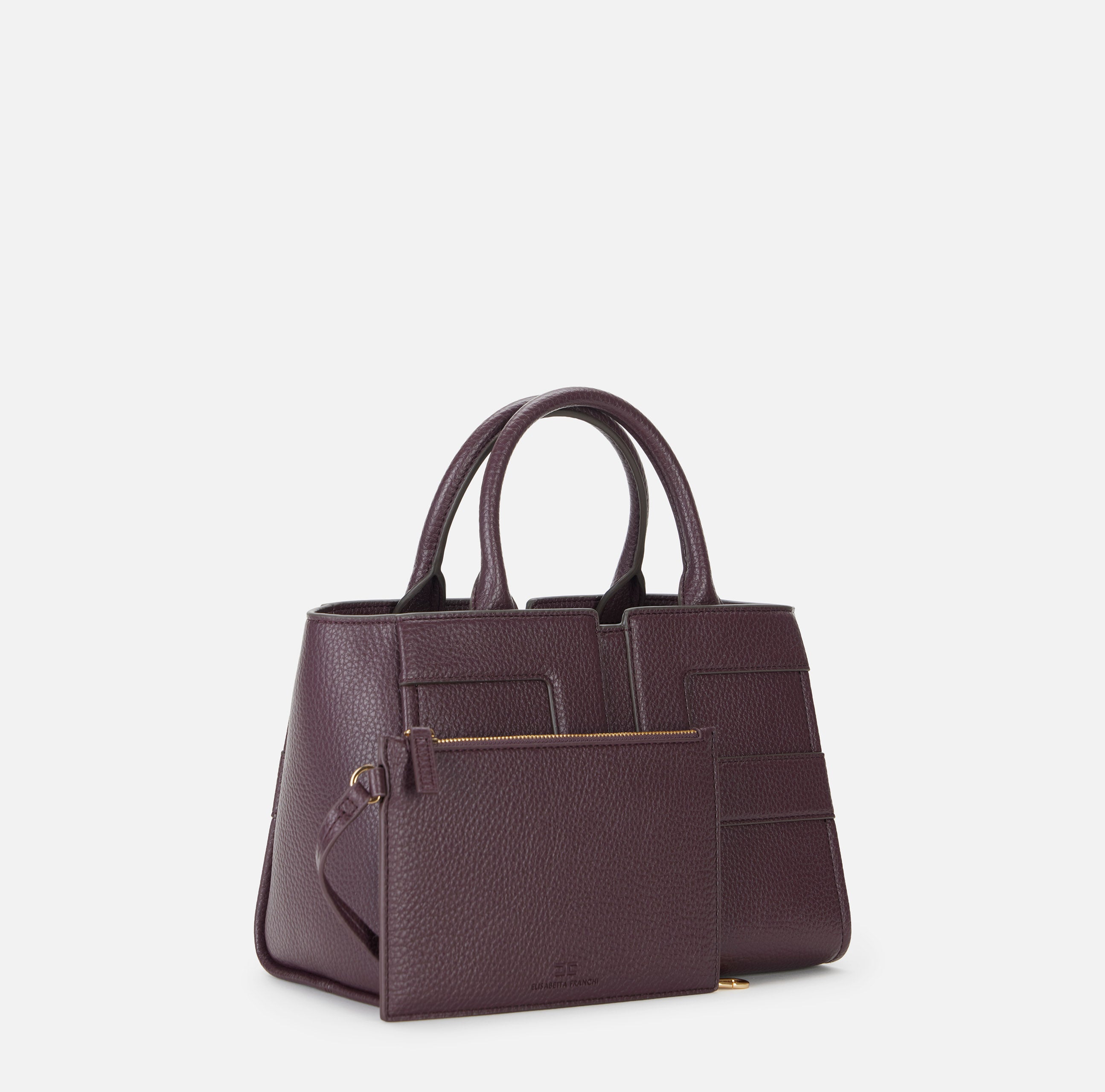 ELISABETTA FRANCHI Borsa Tote Media Maxi Logo-Merlot