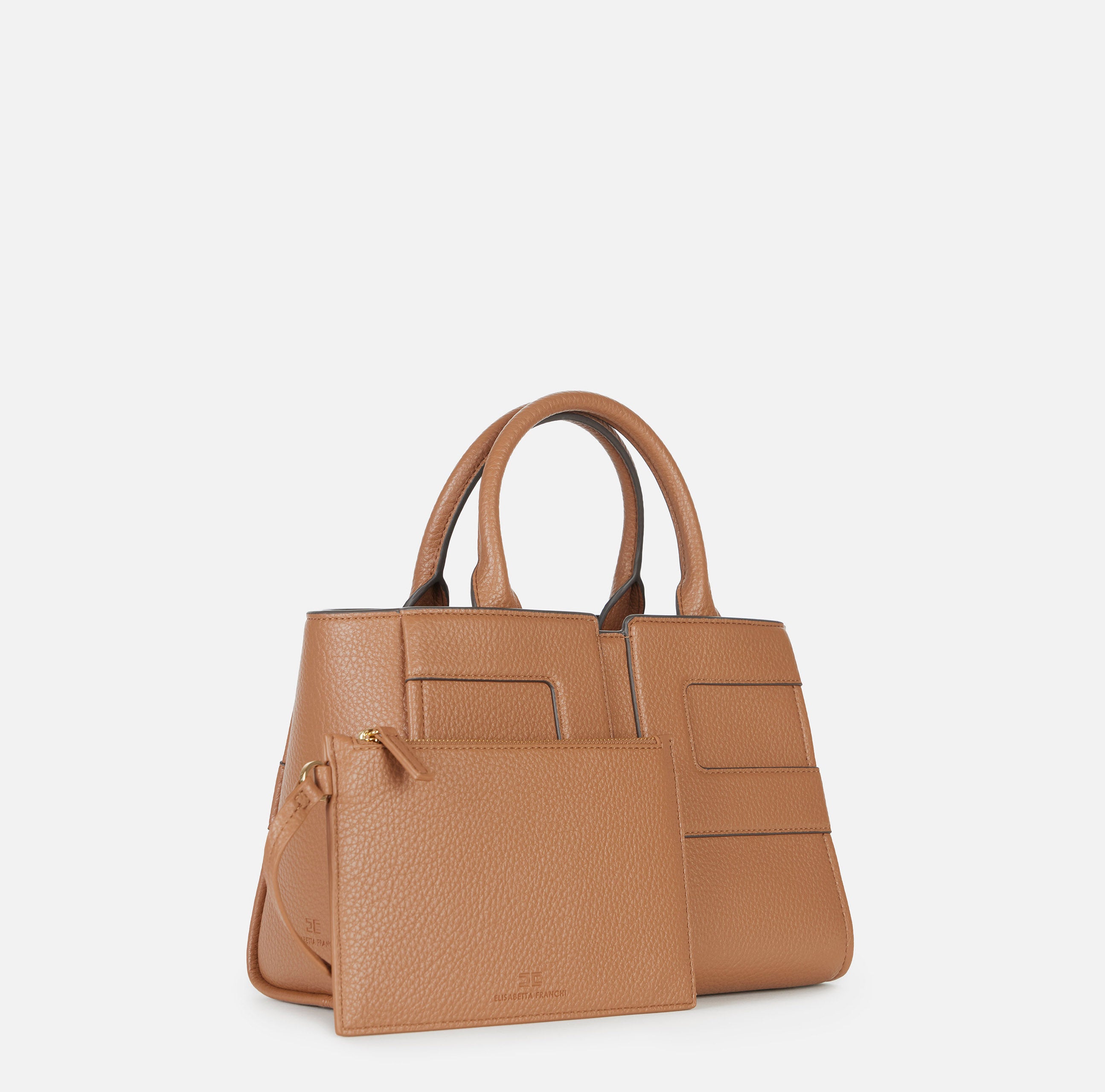 ELISABETTA FRANCHI Borsa Tote Media Maxi Logo-Brown Sugar