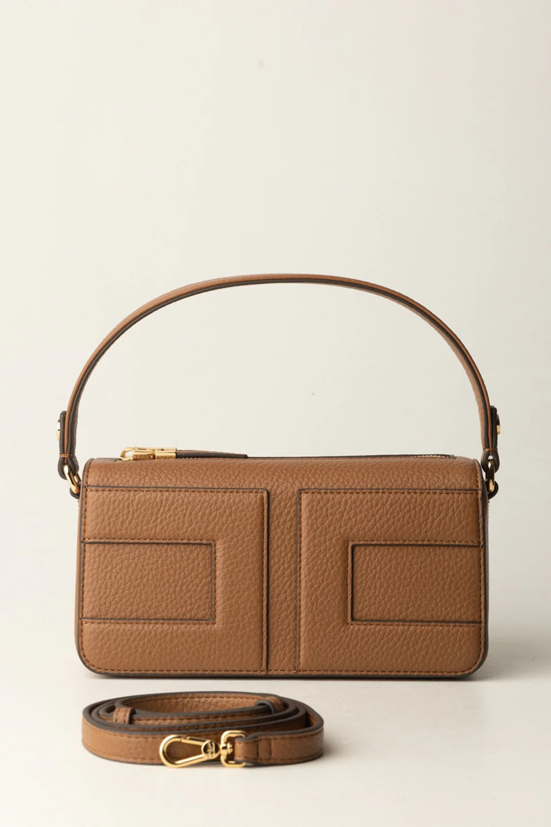 ELISABETTA FRANCHI Borsa a Mano Piccola Maxi Logo-Brown Sugar