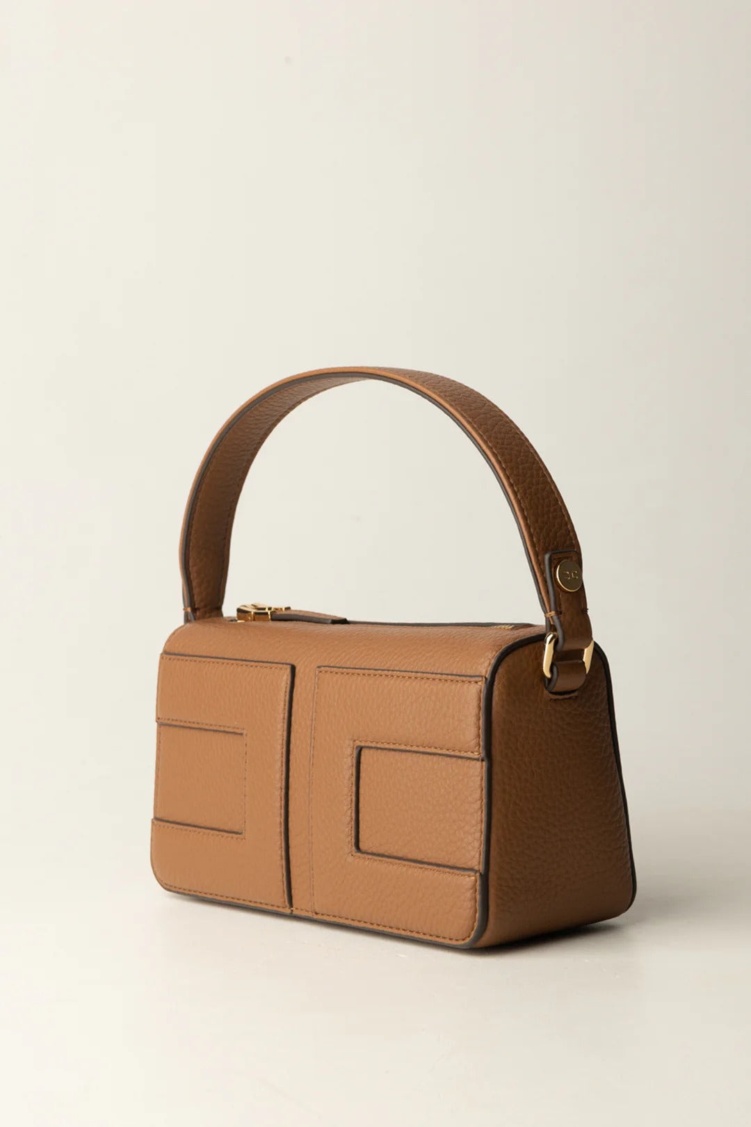 ELISABETTA FRANCHI Borsa a Mano Piccola Maxi Logo-Brown Sugar