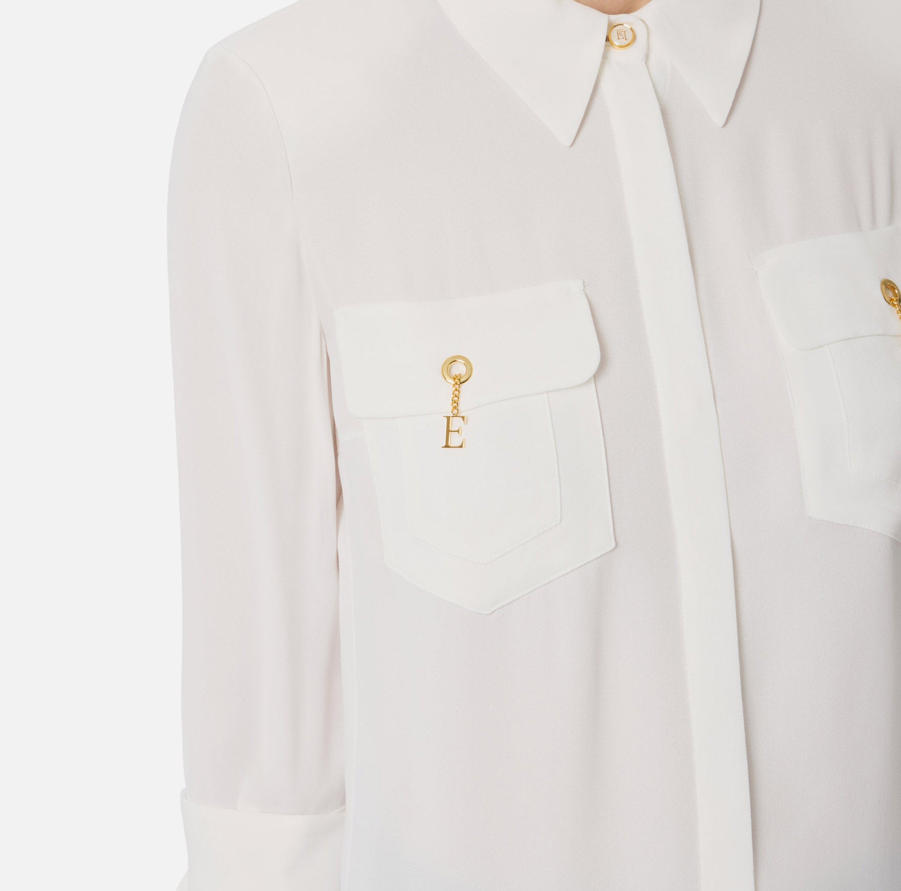 ELISABETTA FRANCHI Camicia Georgette Viscosa-Avorio