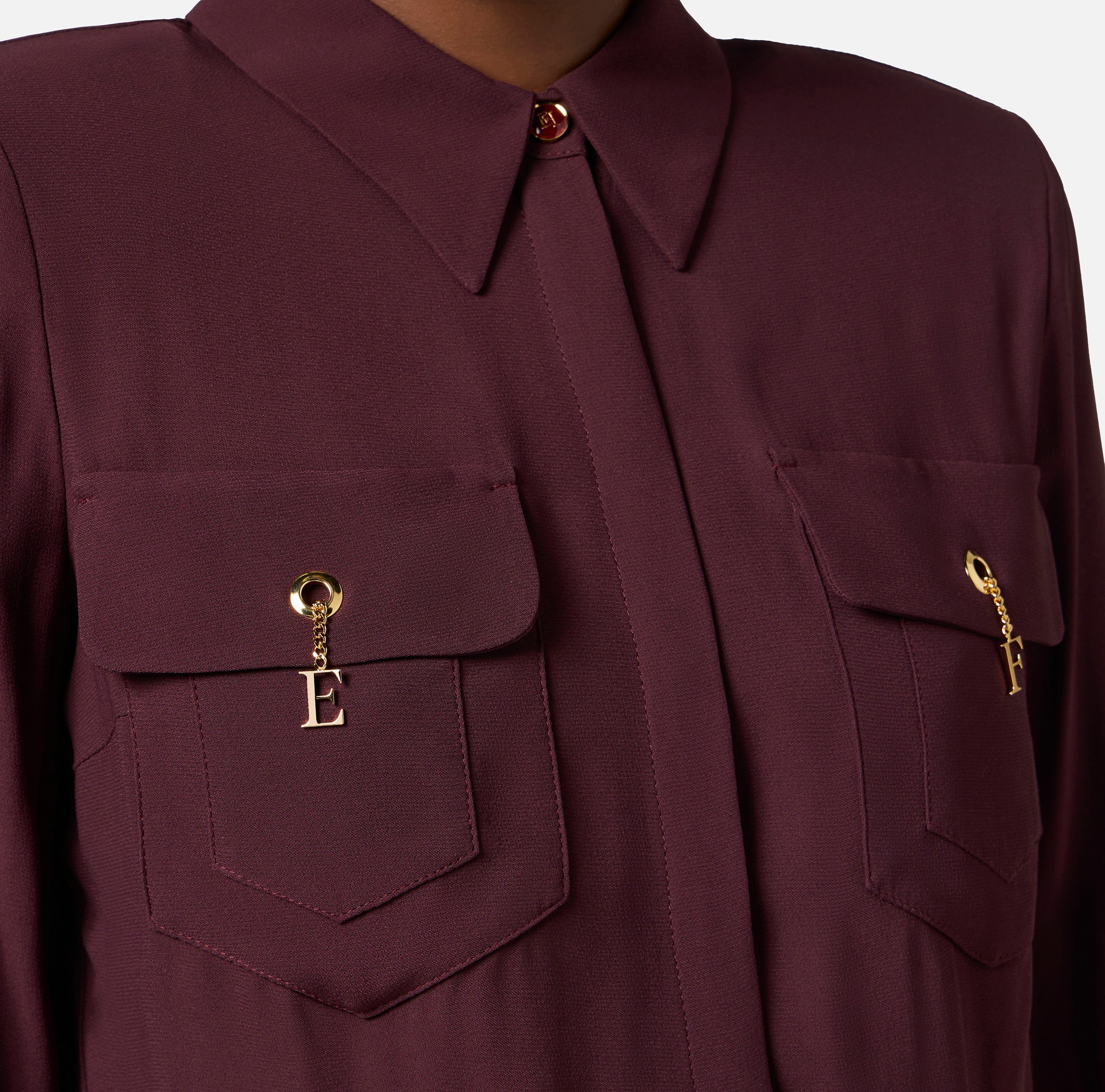 ELISABETTA FRANCHI Camicia Georgette Viscosa-Merlot