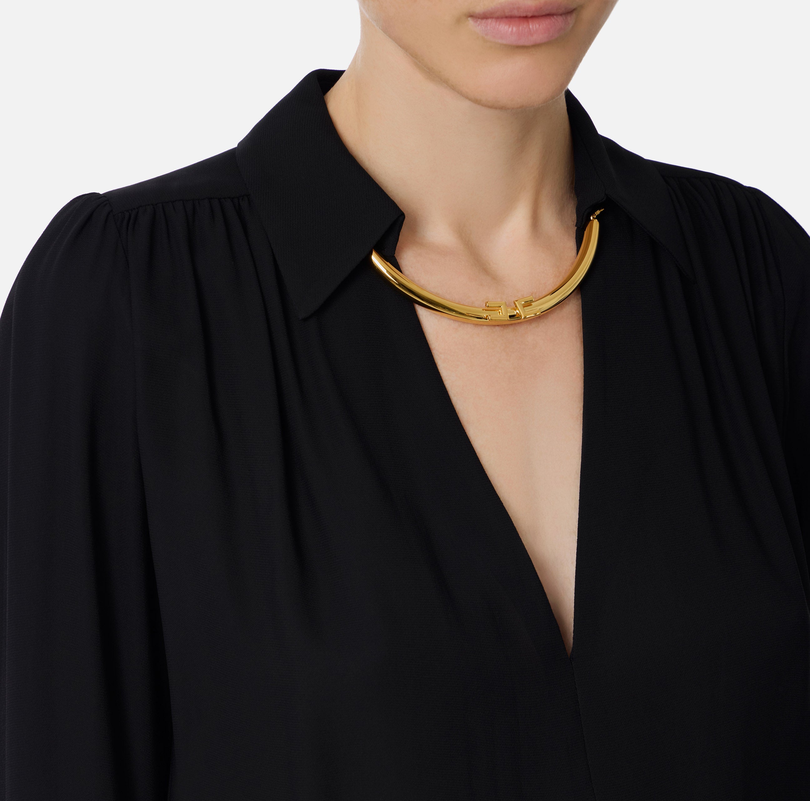 ELISABETTA FRANCHI Camicia Georgette Viscosa Gioiello-Nero