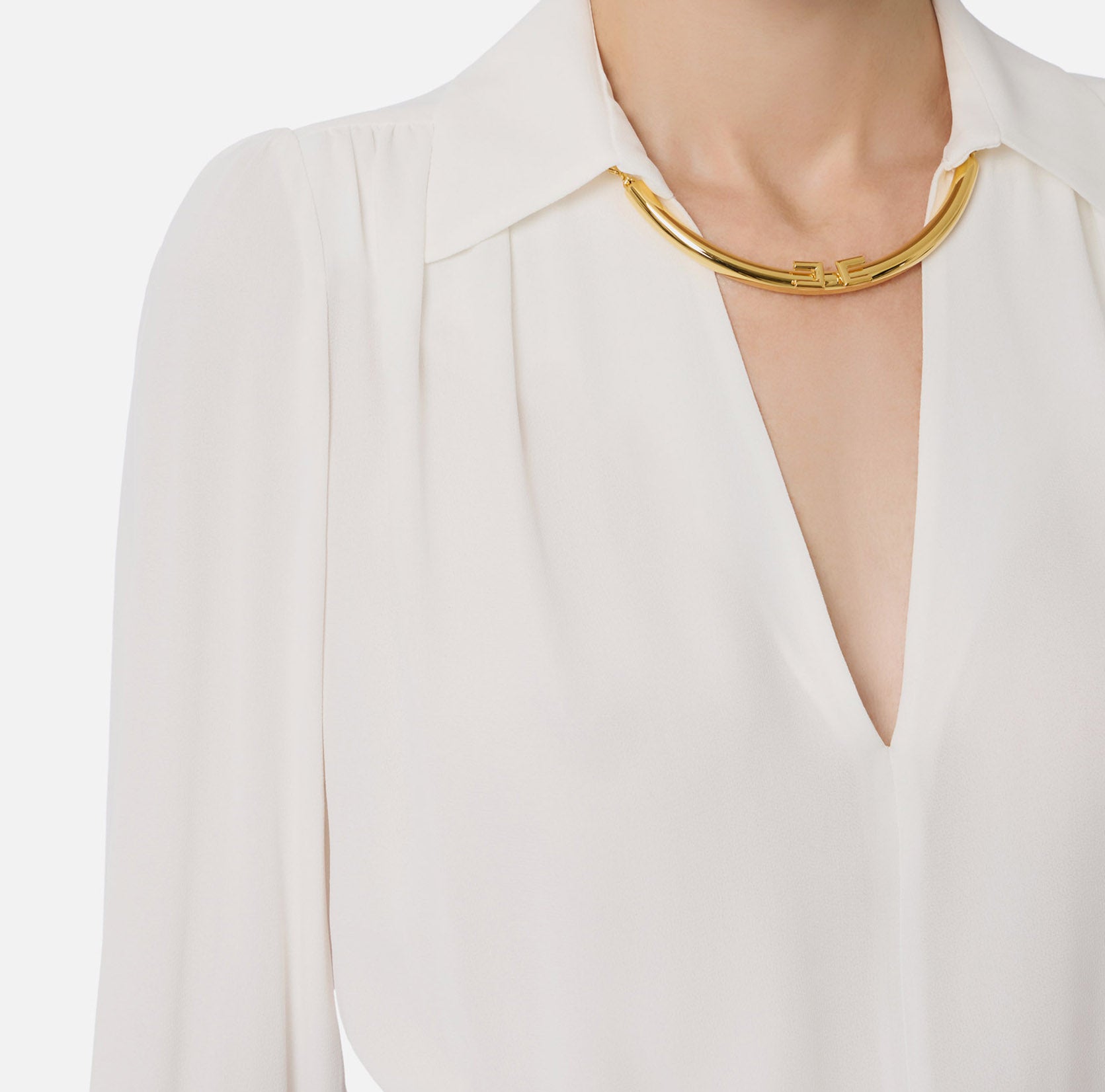 ELISABETTA FRANCHI Camicia Georgette Viscosa Gioiello-Avorio