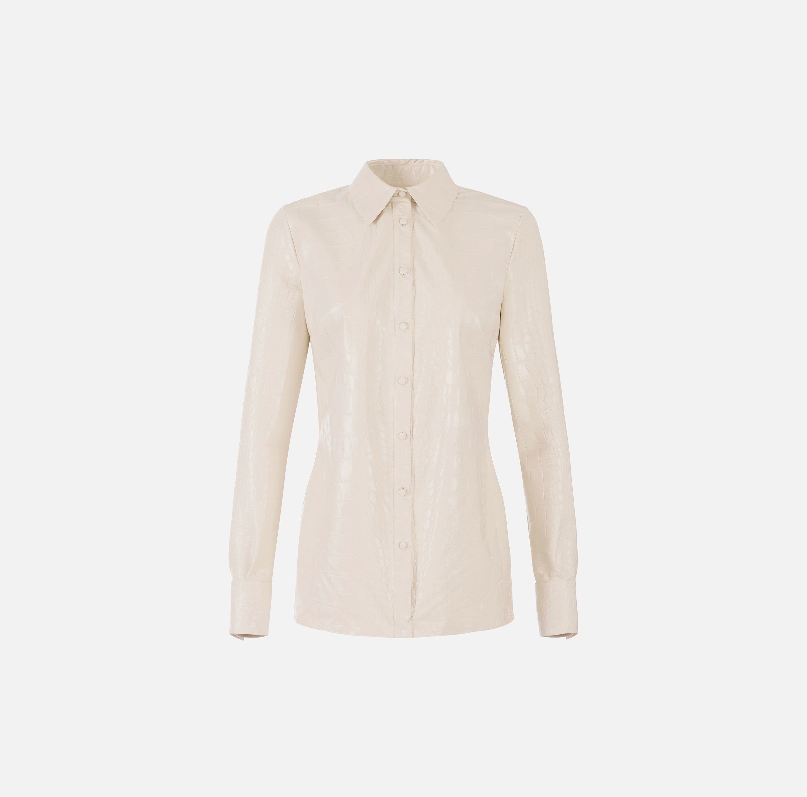 ELISABETTA FRANCHI CAMICIA Ecopelle Coccodrillo-Milk