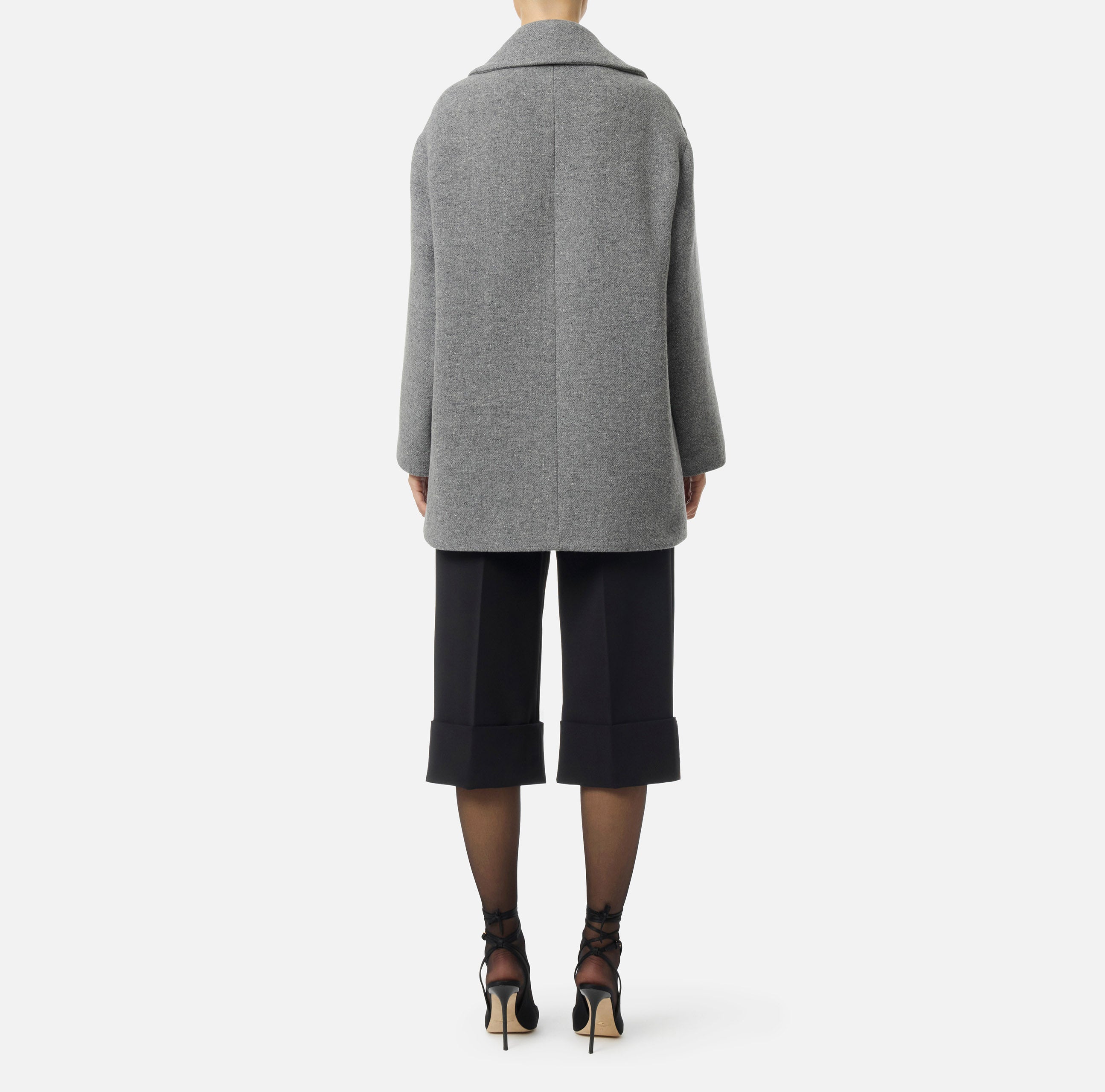 ELISABETTA FRANCHI Cappotto Caban Panno Lana-Antracite