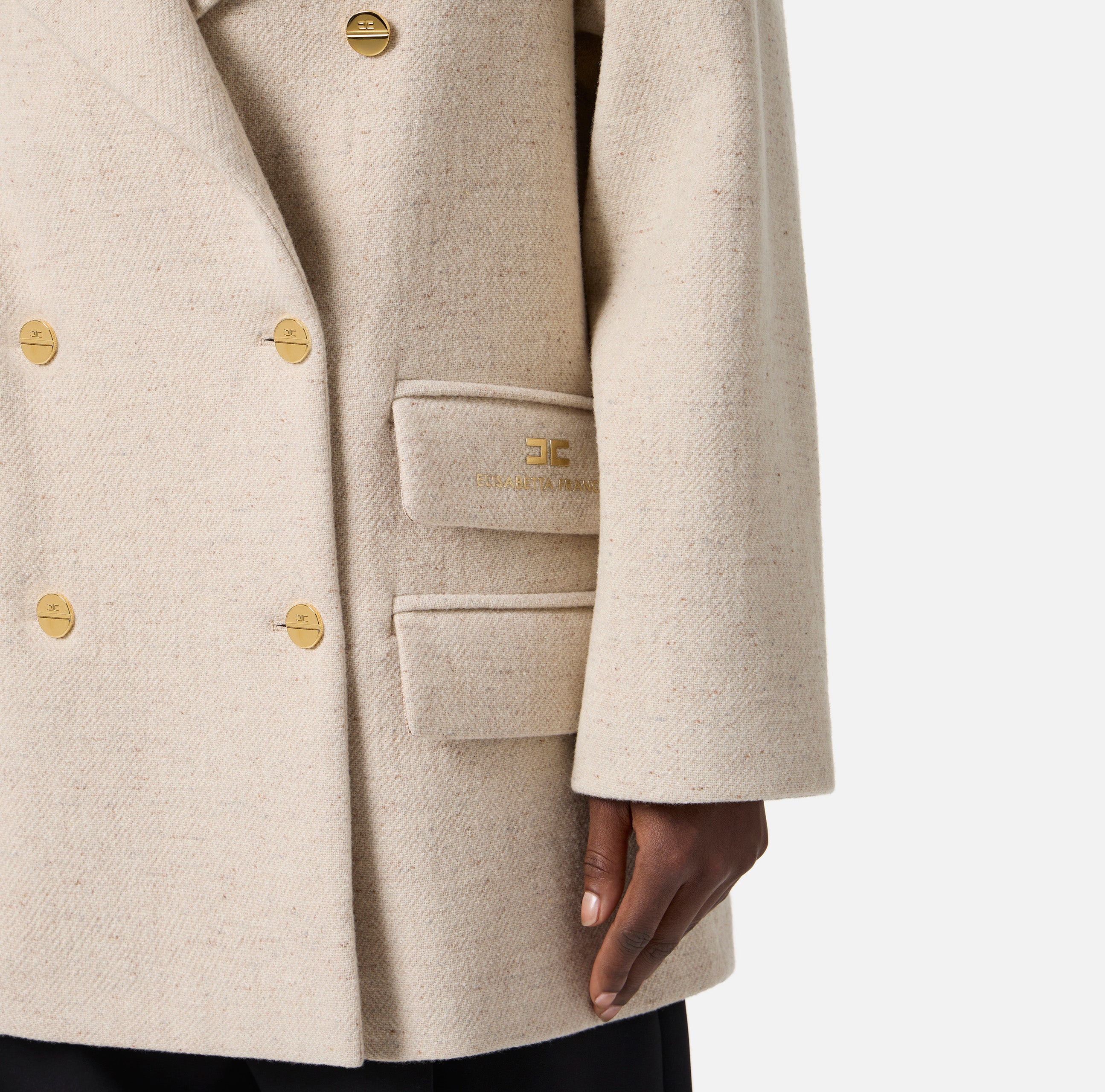 ELISABETTA FRANCHI Cappotto Caban Panno Lana-Milk