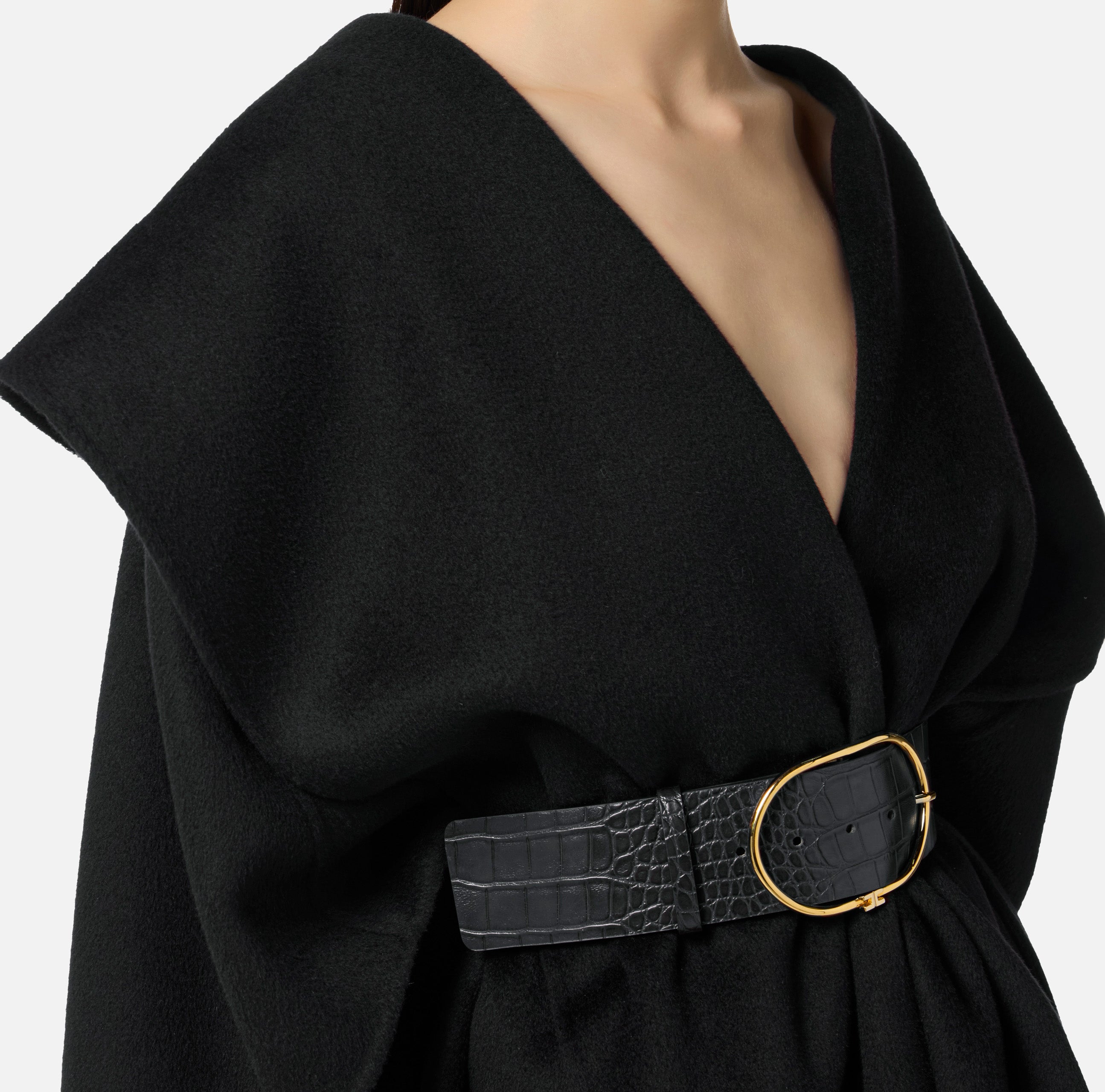 ELISABETTA FRANCHI Mantella Panno Lana-Nero