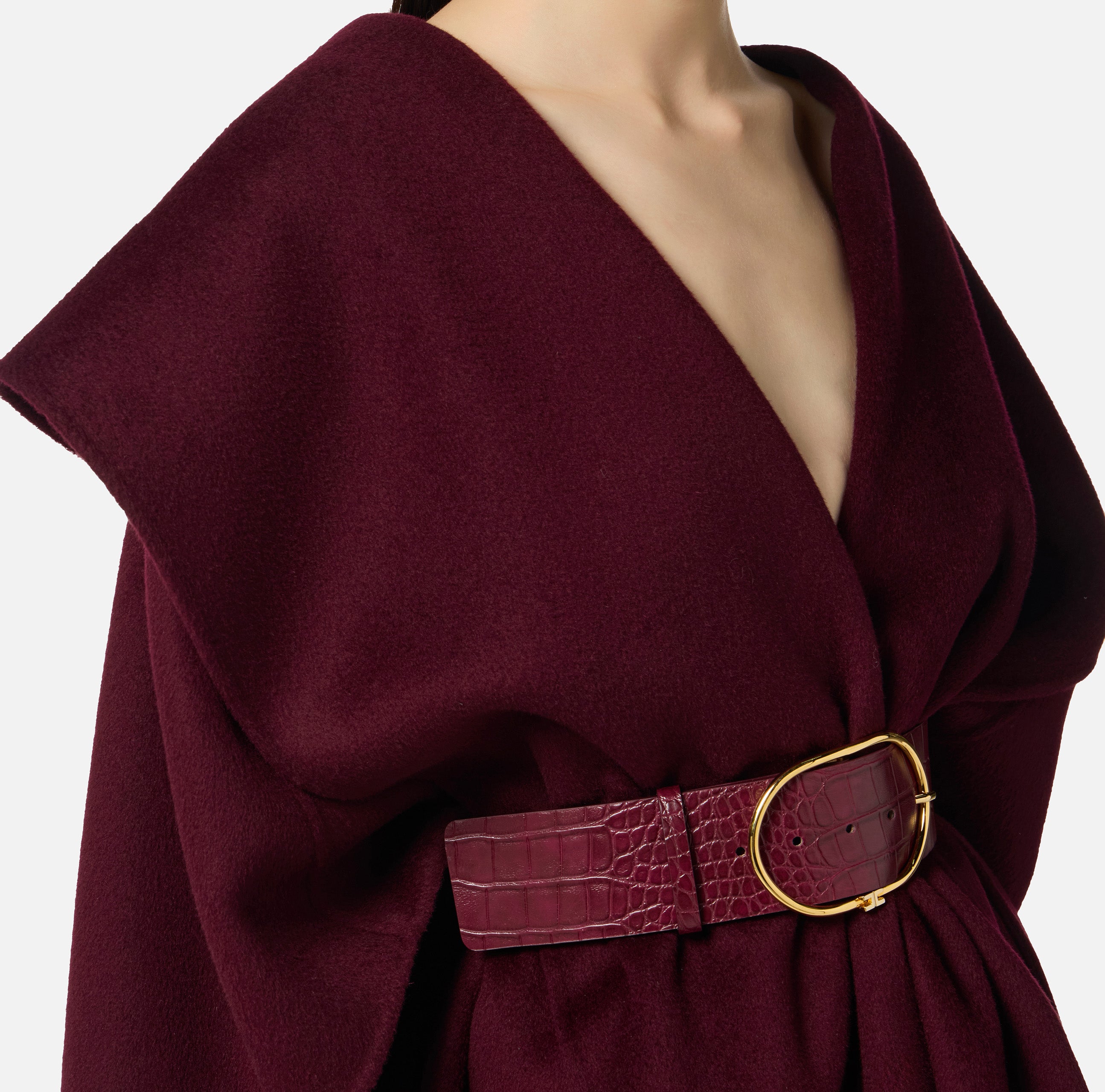 ELISABETTA FRANCHI Mantella Panno Lana-Merlot