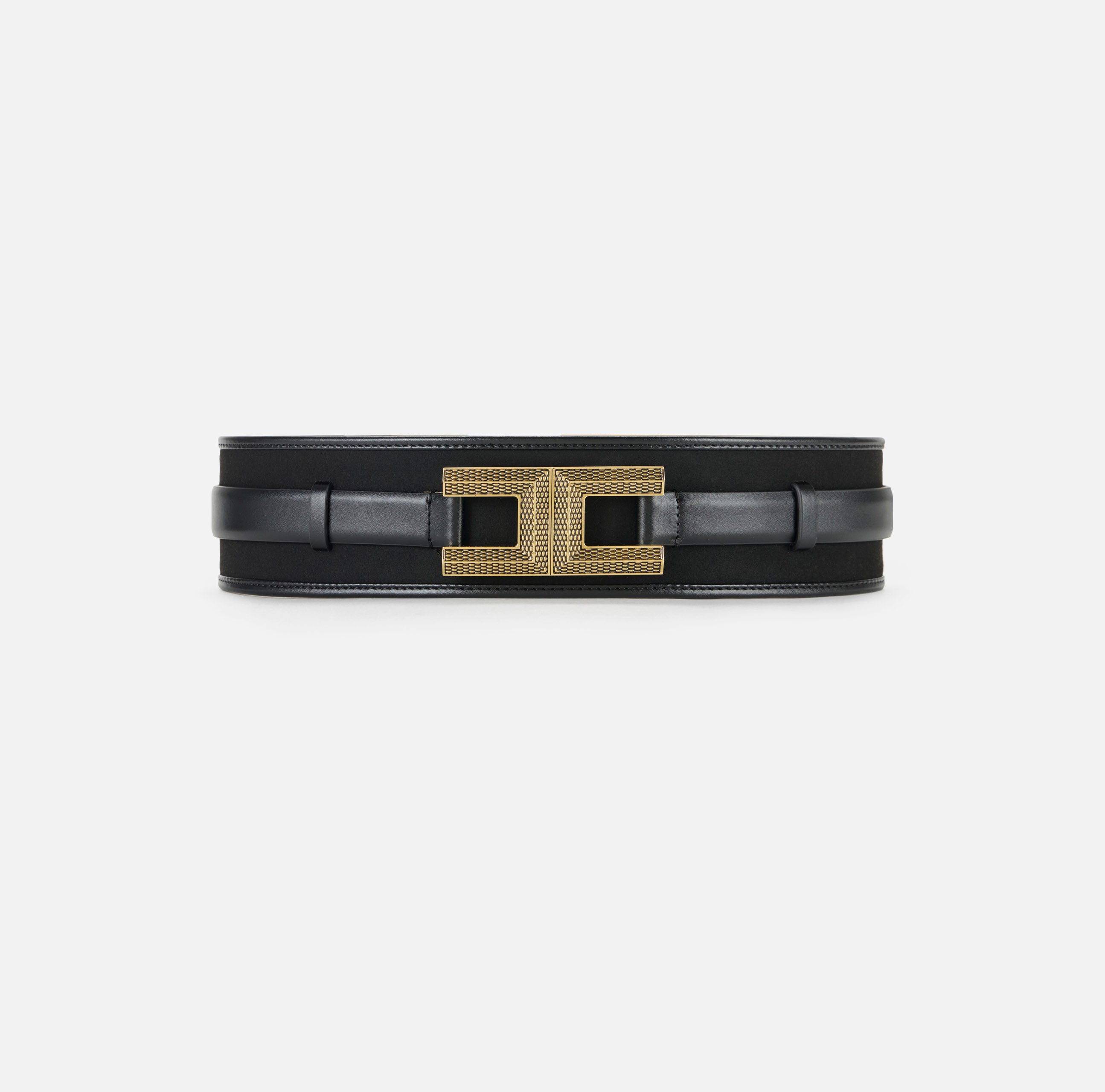 ELISABETTA FRANCHI CINTURA Fibbia Logo Snake-Nero