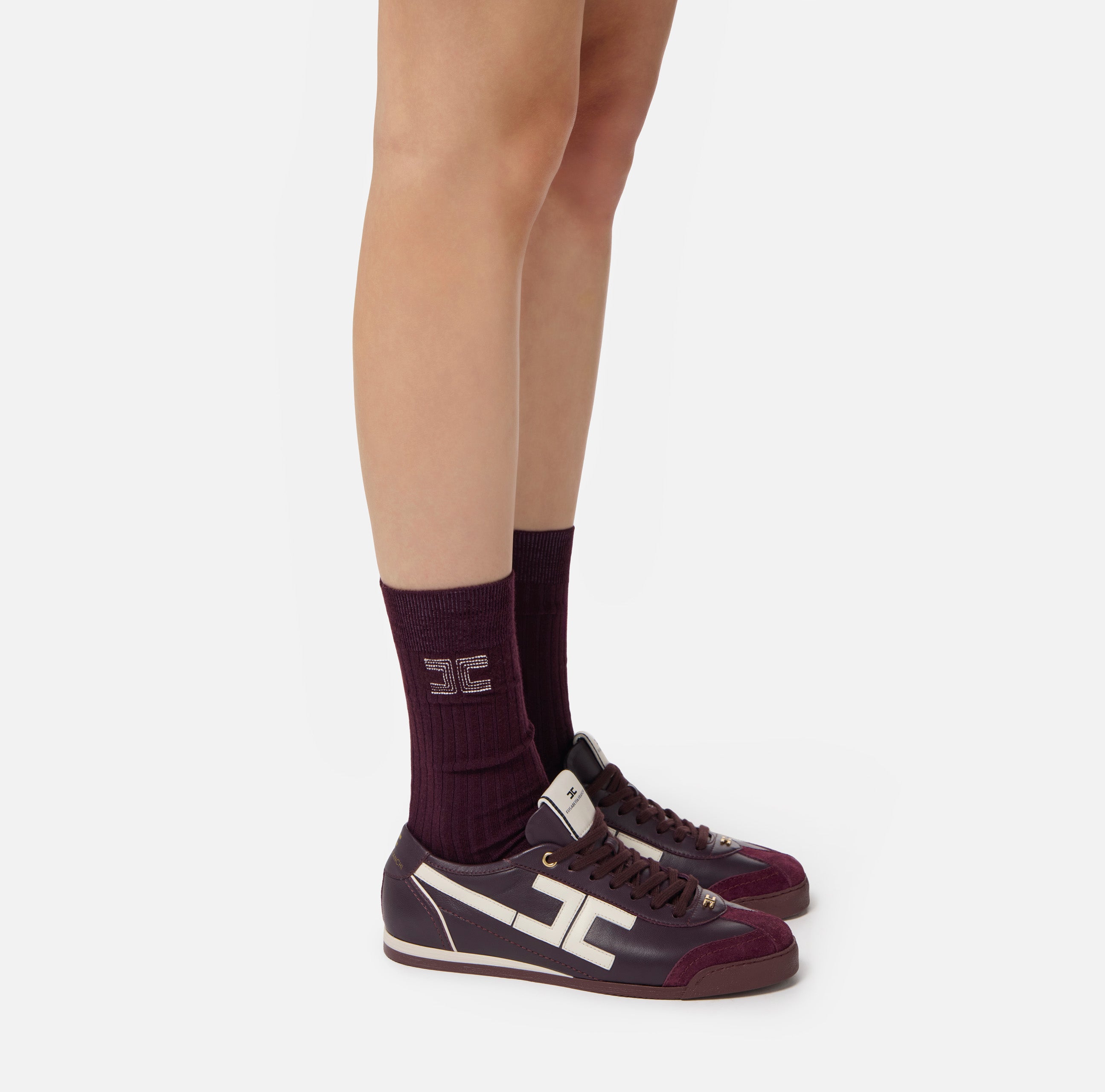 ELISABETTA FRANCHI Calzini Costine Lana-Merlot Milk