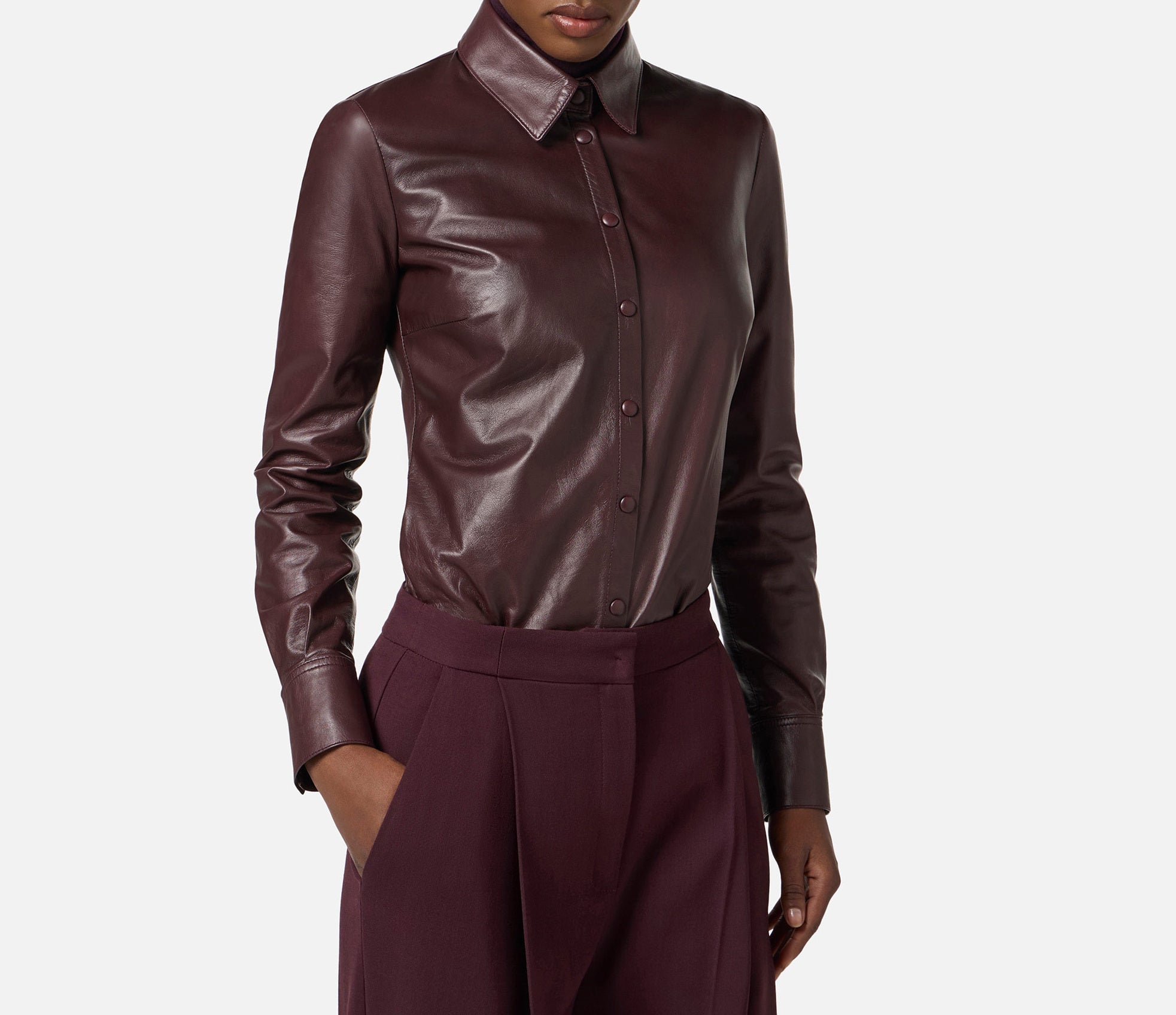 ELISABETTA FRANCHI CAMICIA PELLE Papillon-Merlot
