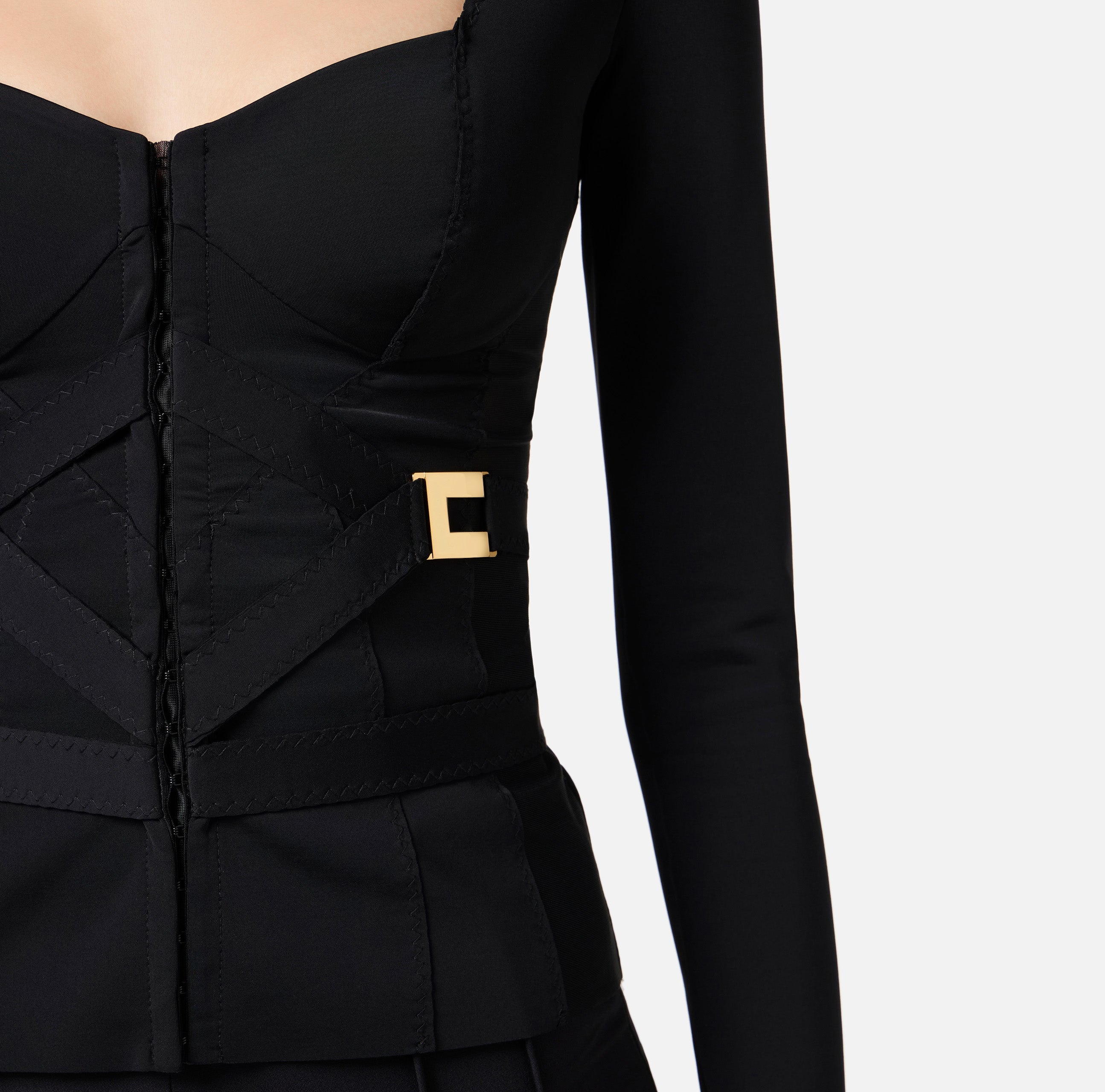 ELISABETTA FRANCHI Giacca Bustier Bielastico Logo-Nero