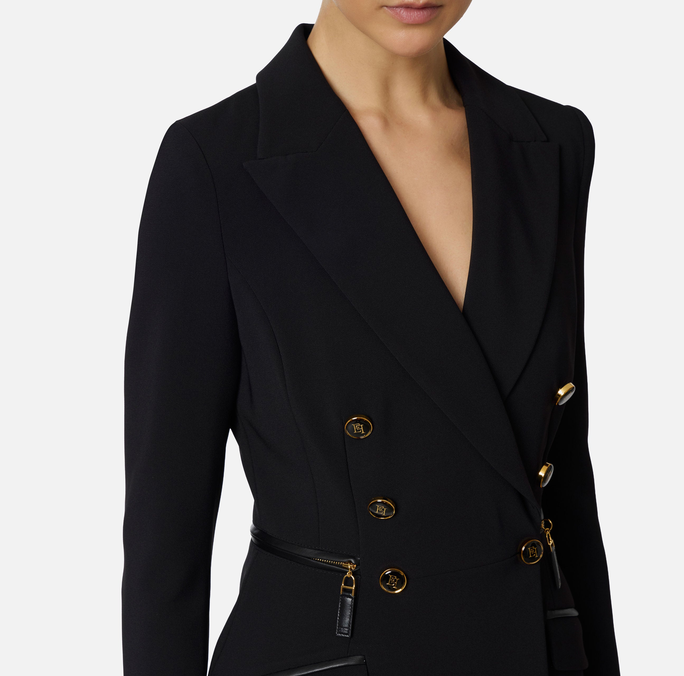 ELISABETTA FRANCHI Giacca Doppiopetto crêpe-Nero