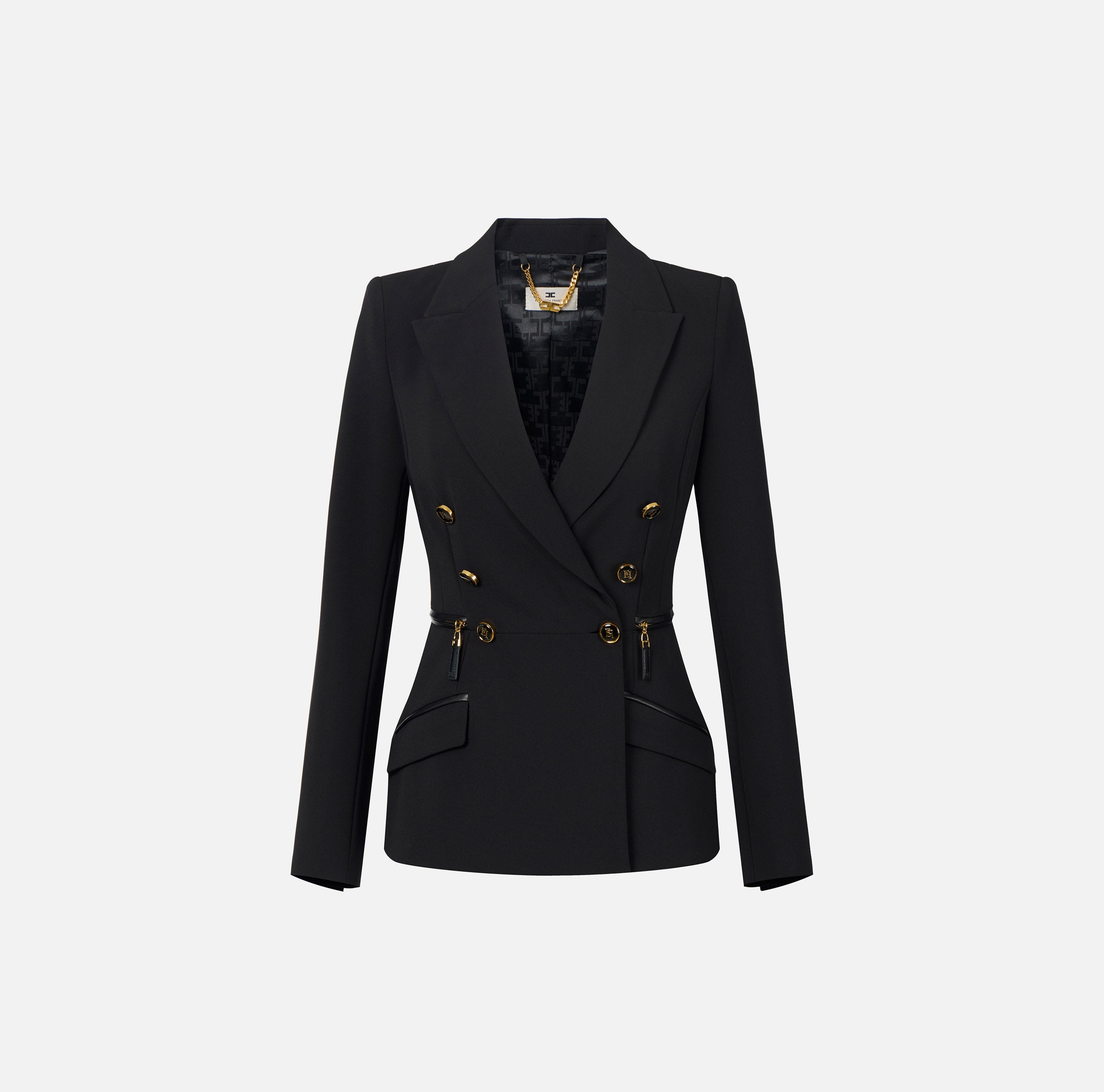 ELISABETTA FRANCHI Giacca Doppiopetto crêpe-Nero