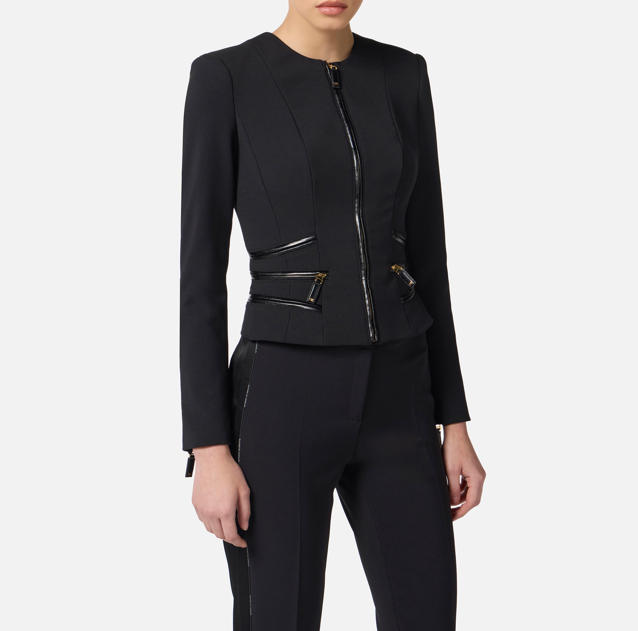 ELISABETTA FRANCHI Giacca Doppio Crêpe-Nero