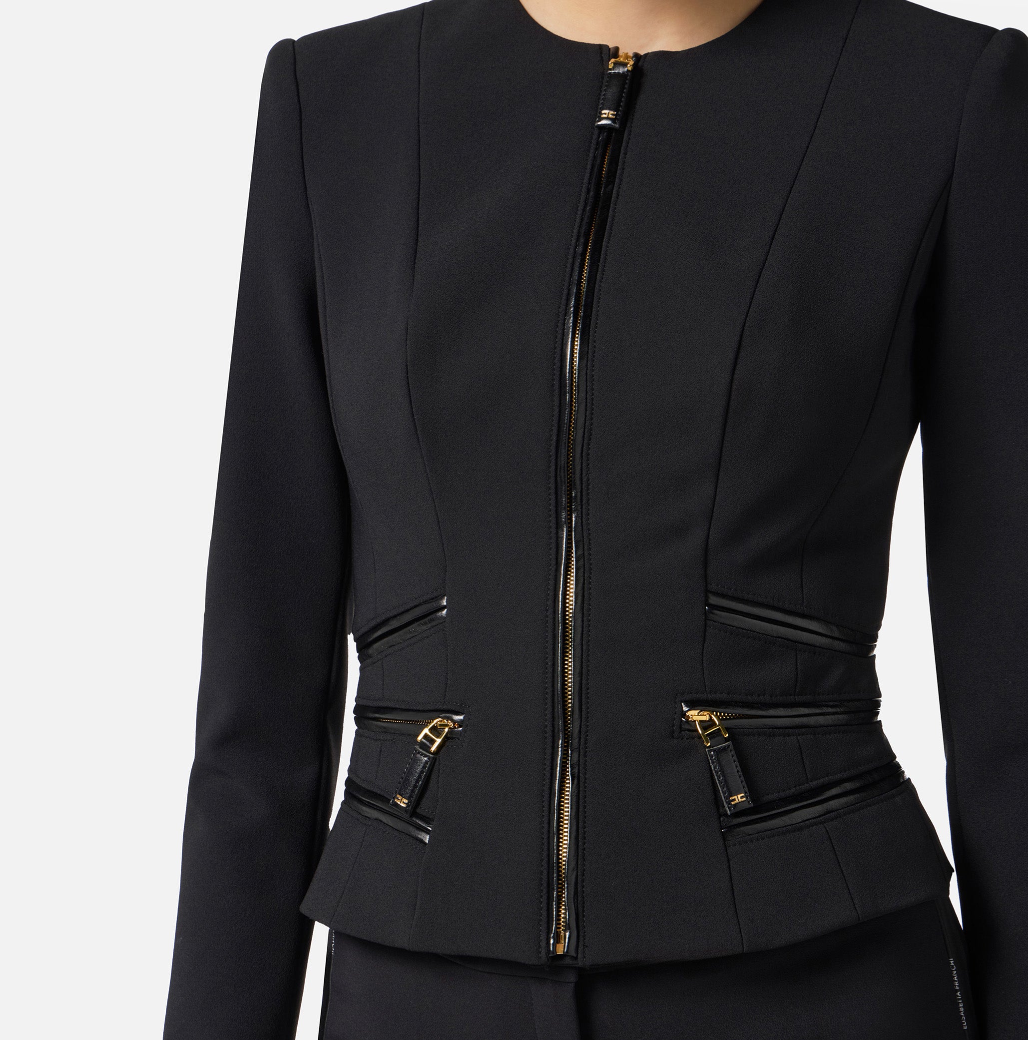ELISABETTA FRANCHI Giacca Doppio Crêpe-Nero