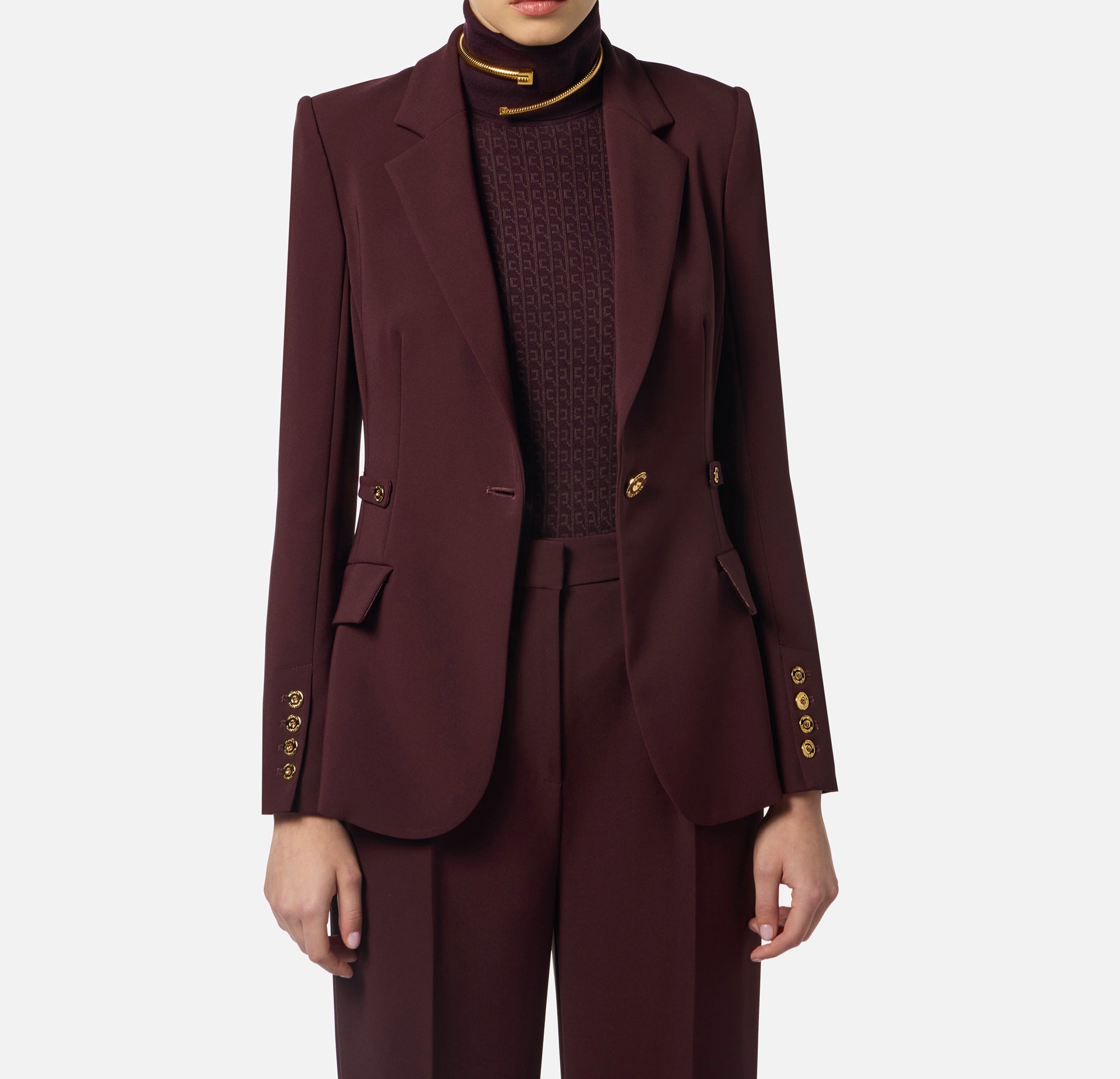 ELISABETTA FRANCHI Giacca Monopetto Crêpe-Merlot