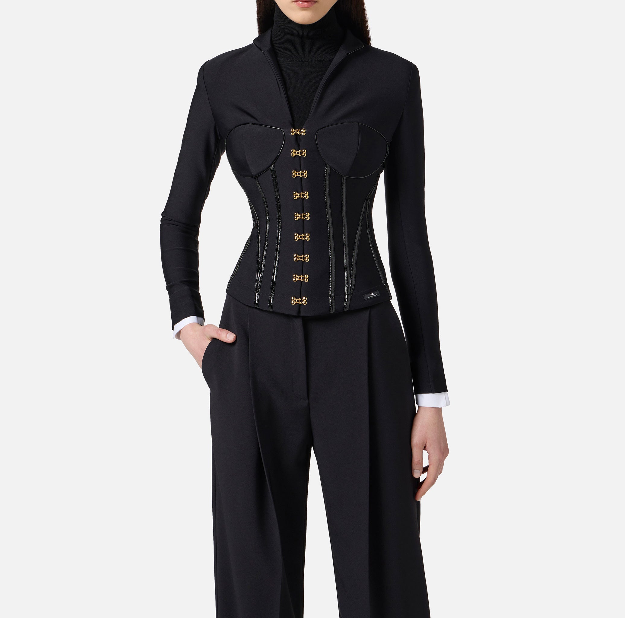 ELISABETTA FRANCHI Giacca Bustier Neoprene-Nero