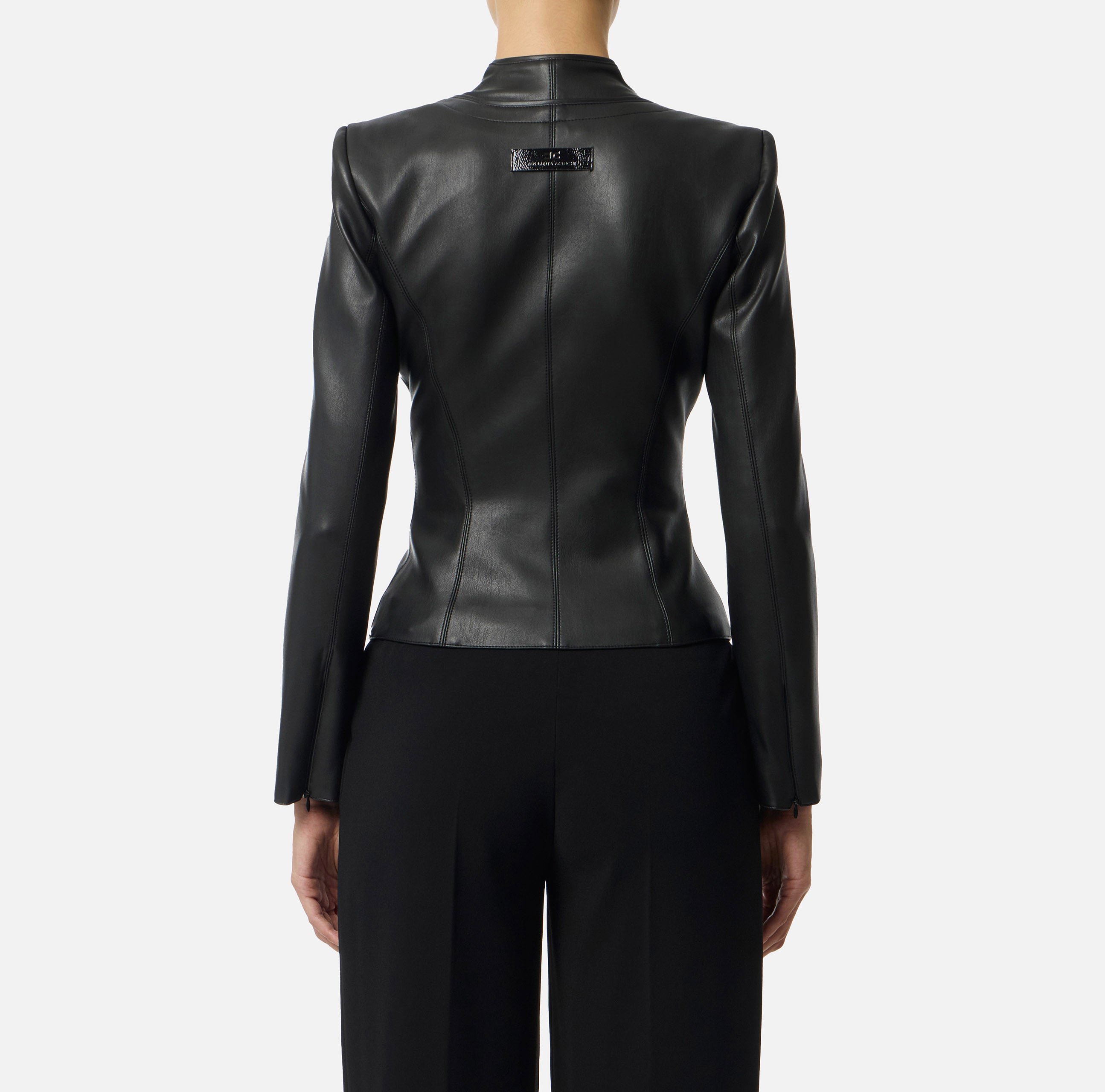 ELISABETTA FRANCHI Giacca Ecopelle Ganci-Nero