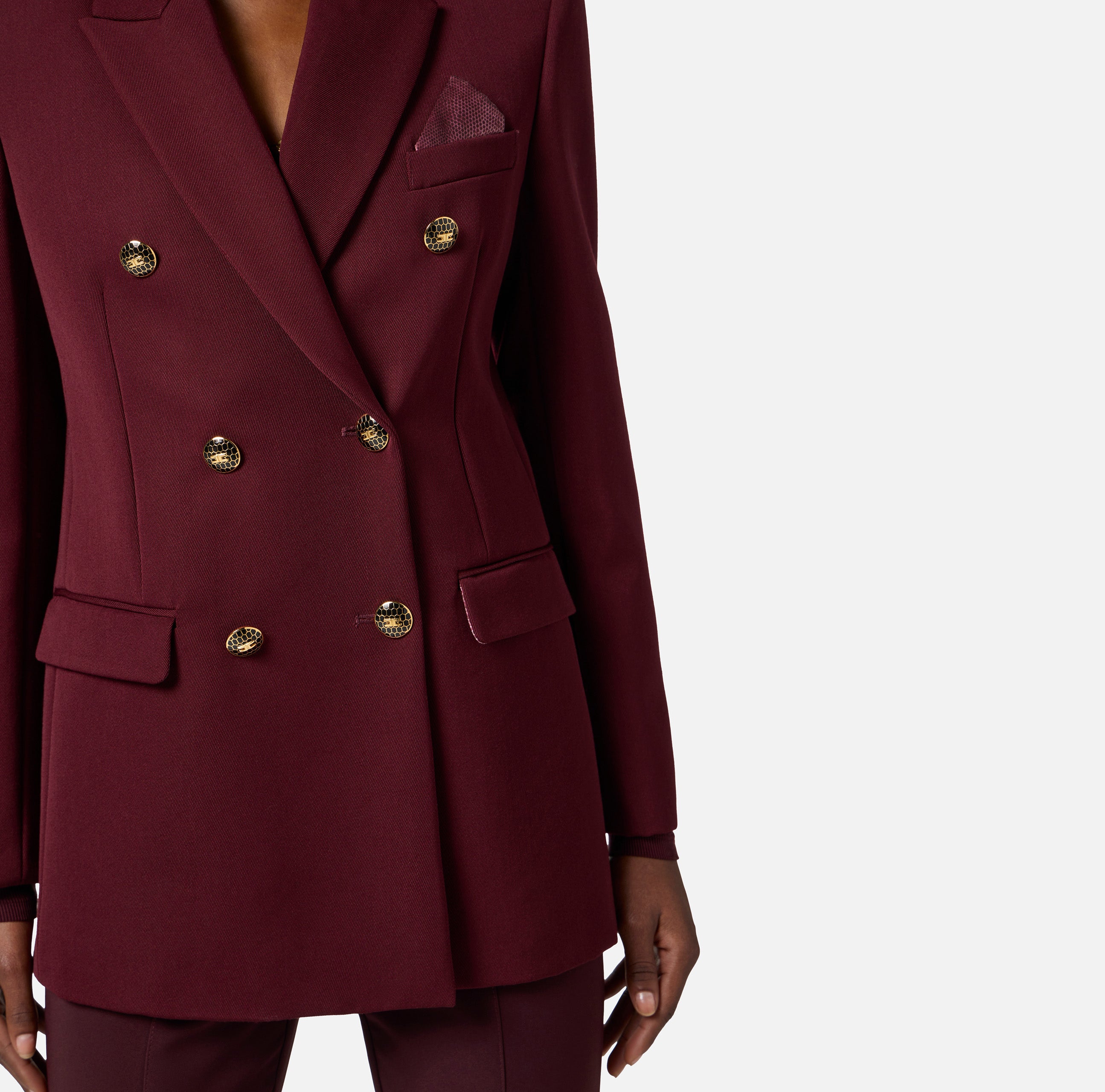 ELISABETTA FRANCHI GIACCA Doppiopetto Gabardina Cotone-Merlot