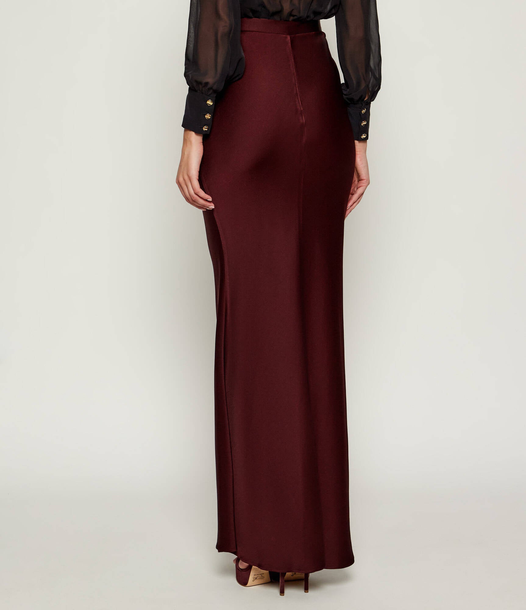 ELISABETTA FRANCHI Gonna Lunga satin crêpe-Merlot