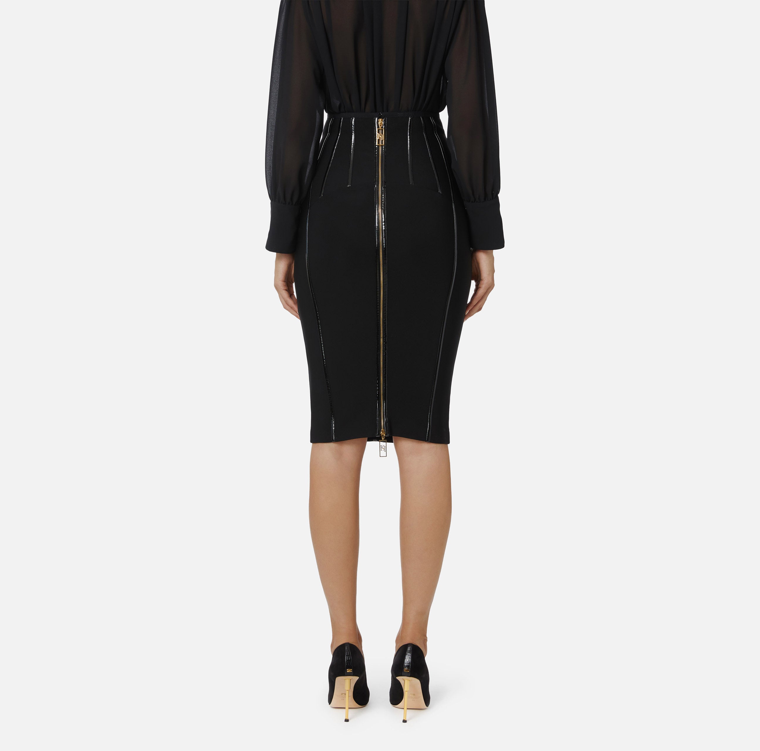 ELISABETTA FRANCHI Gonna Midi Neoprene-Nero