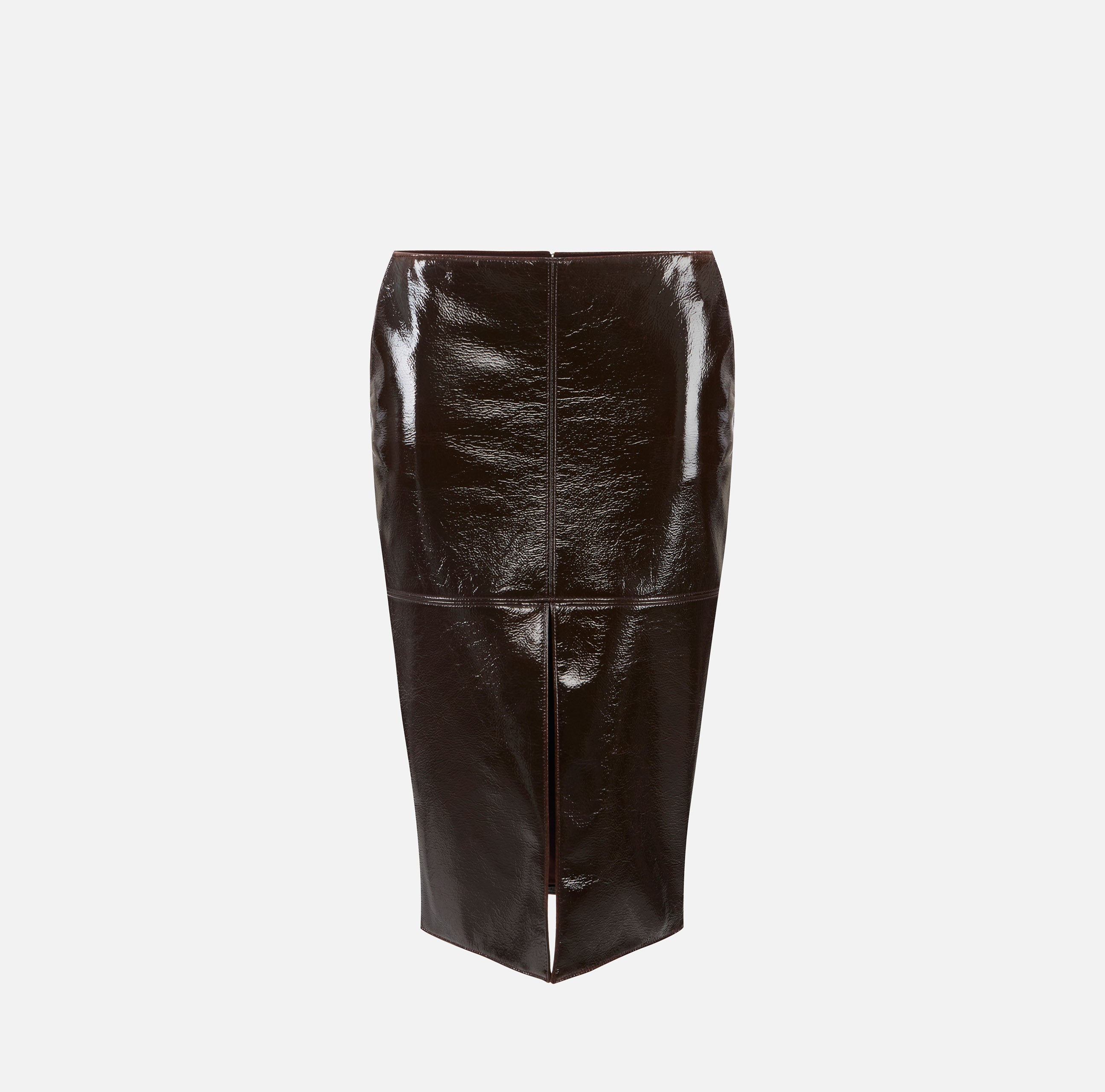 ELISABETTA FRANCHI Gonna Midi Panno Spalmato-Coffee