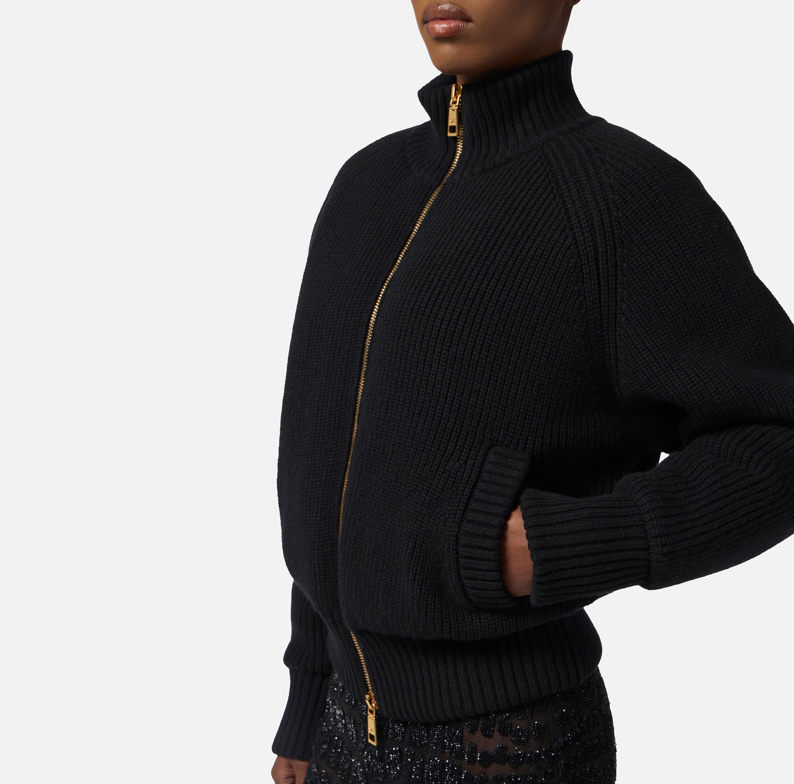 ELISABETTA FRANCHI Bomber Maglia Lana-Nero