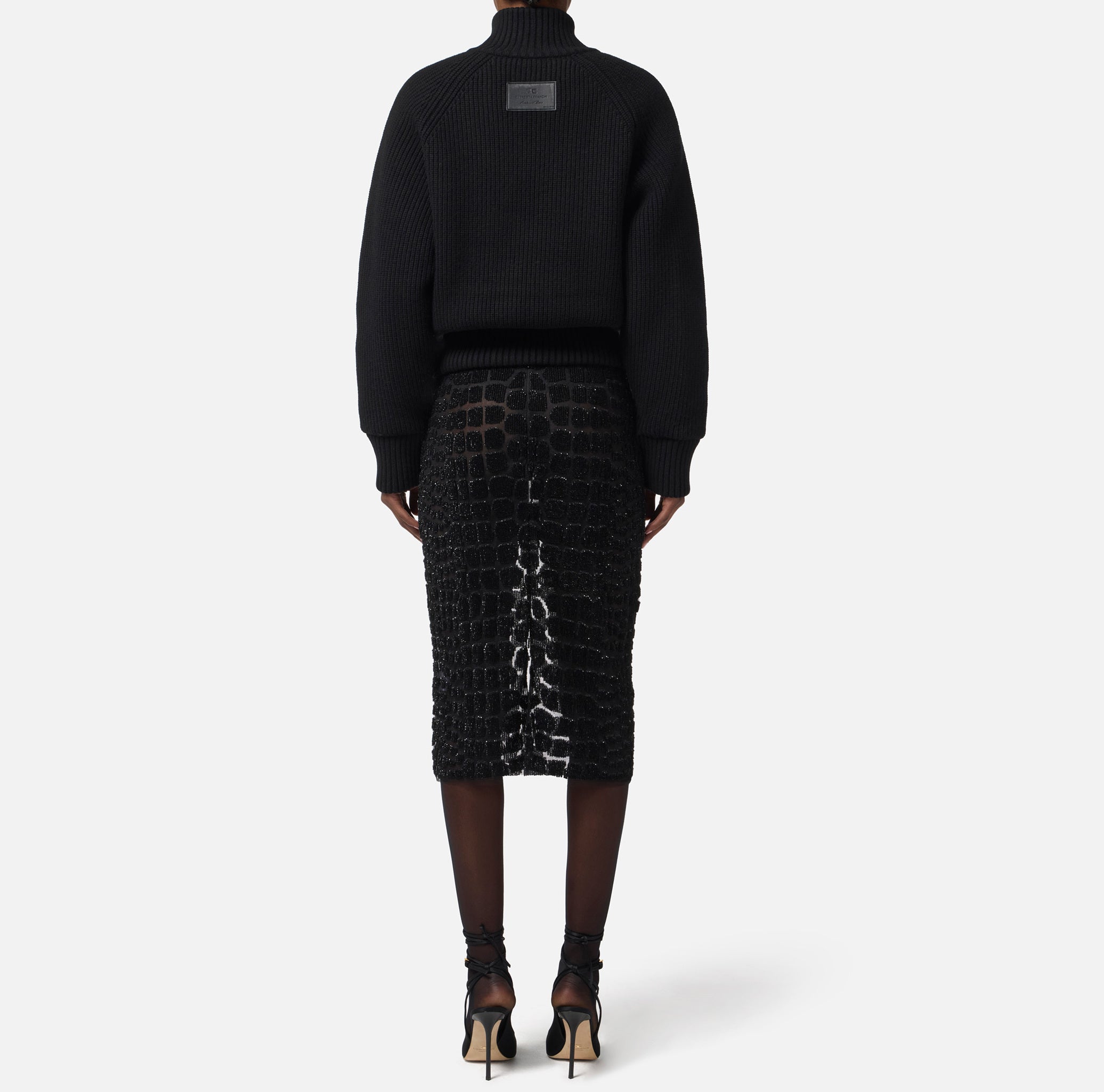 ELISABETTA FRANCHI Bomber Maglia Lana-Nero