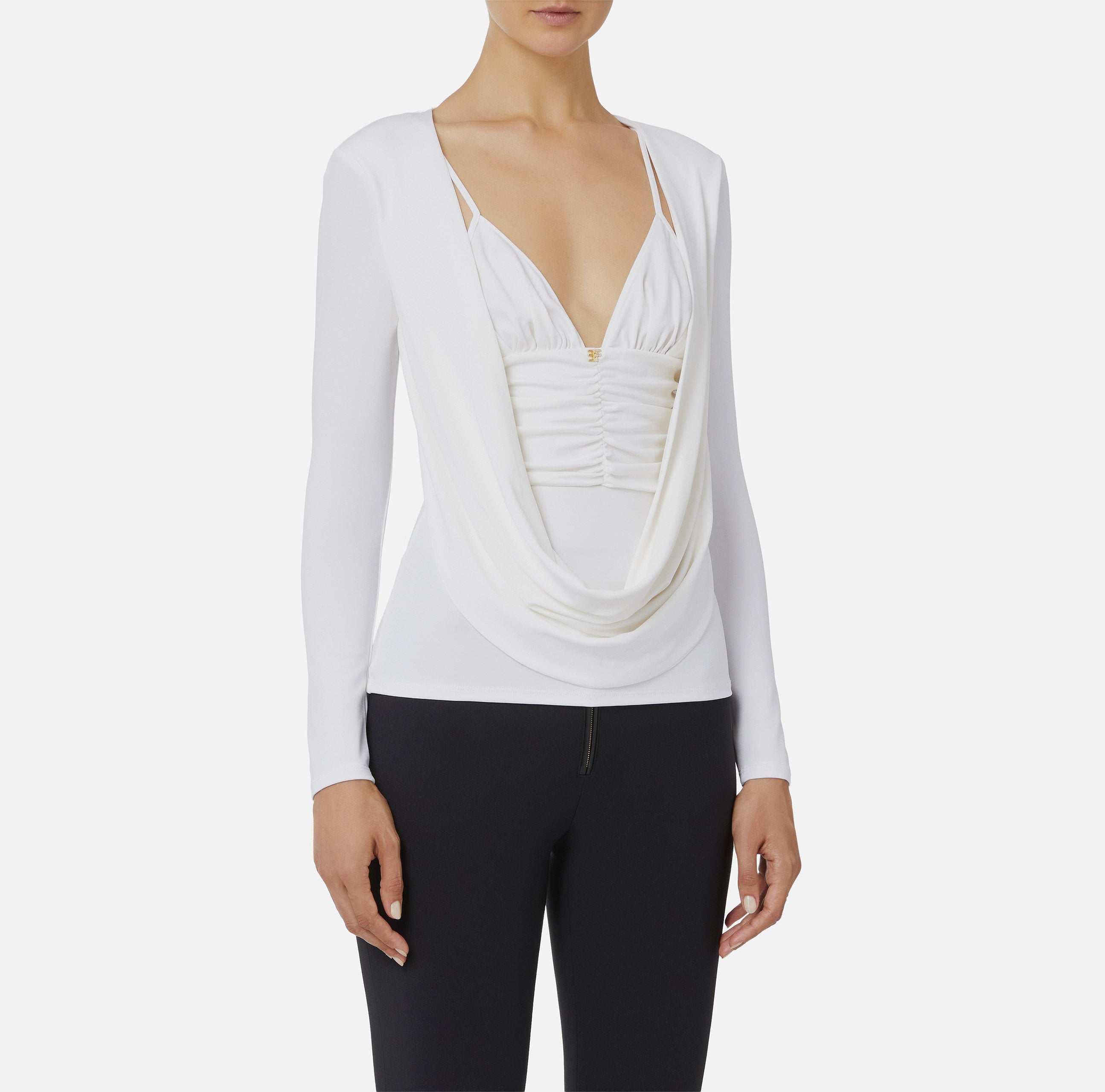 ELISABETTA FRANCHI Maglia Jersey Crêpe Viscosa-Avorio