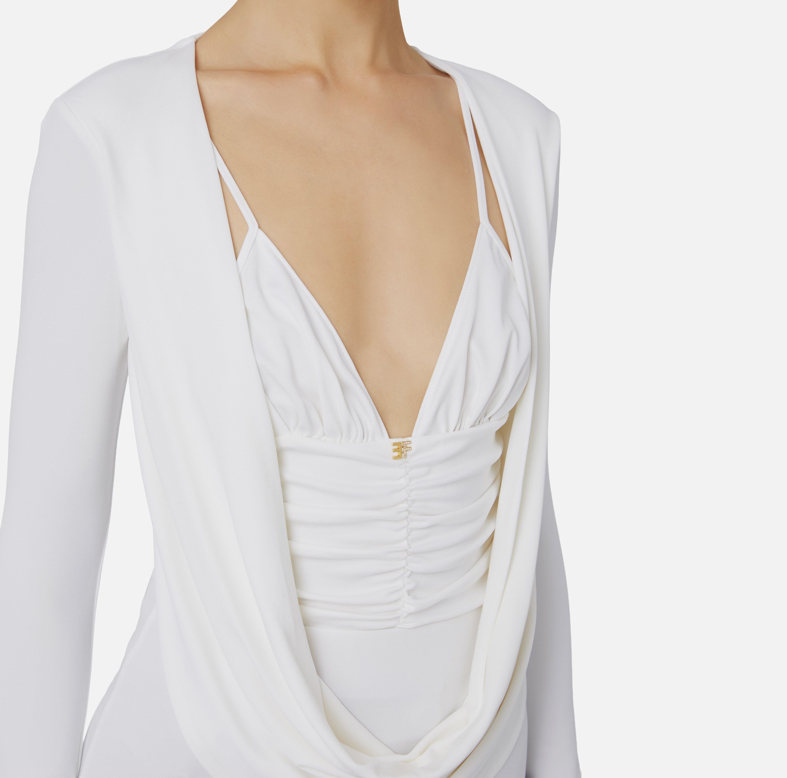 ELISABETTA FRANCHI Maglia Jersey Crêpe Viscosa-Avorio