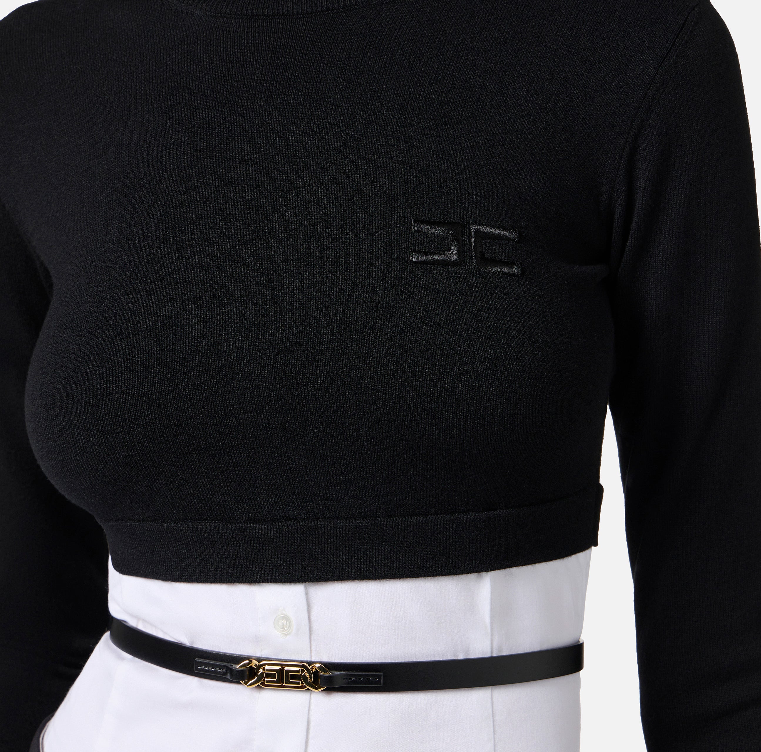 ELISABETTA FRANCHI Maglia Dolcevita Camicia-Nero Bianco