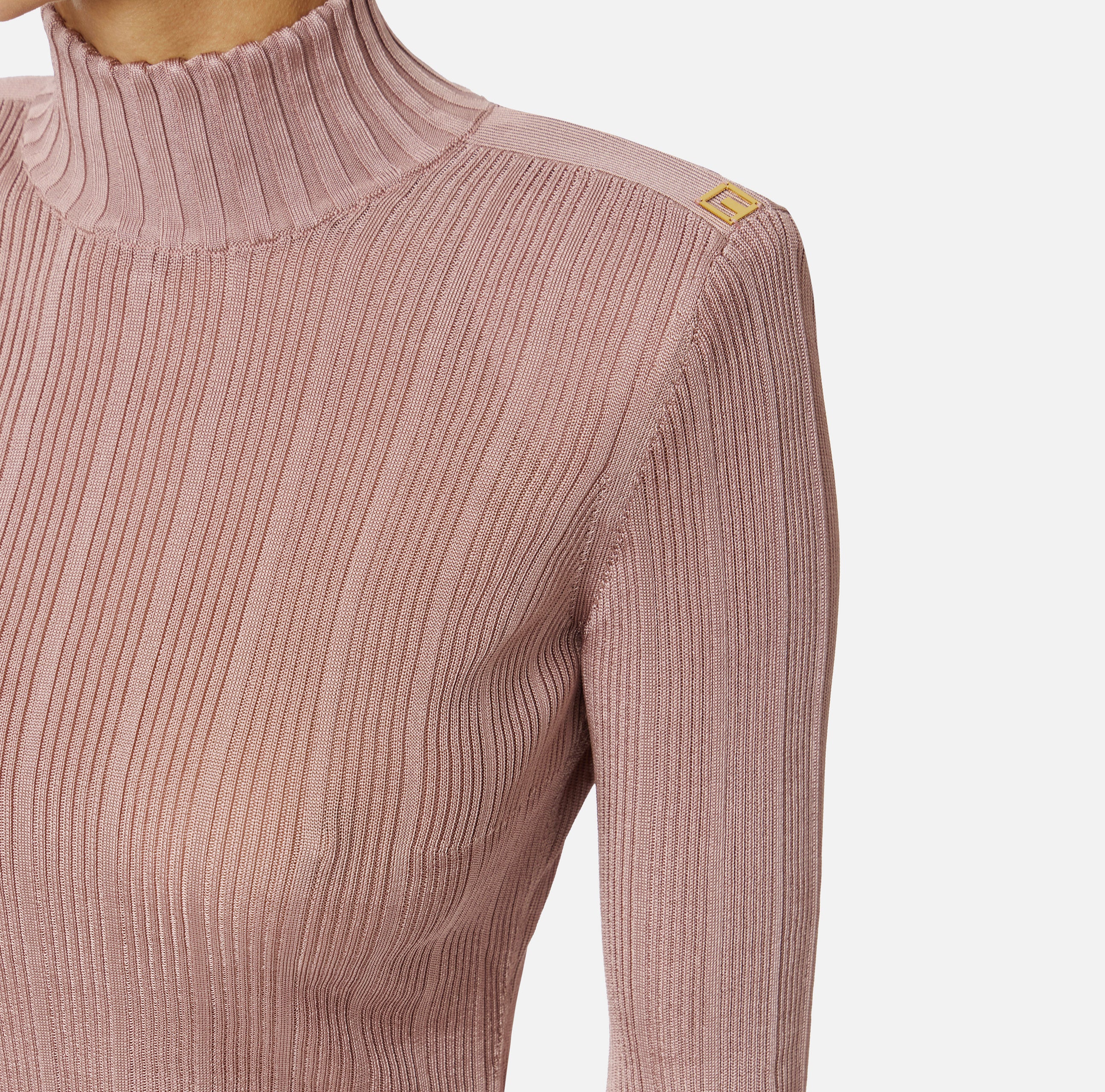 ELISABETTA FRANCHI Maglia Dolcevita Filato Viscosa Costine-Sunrise