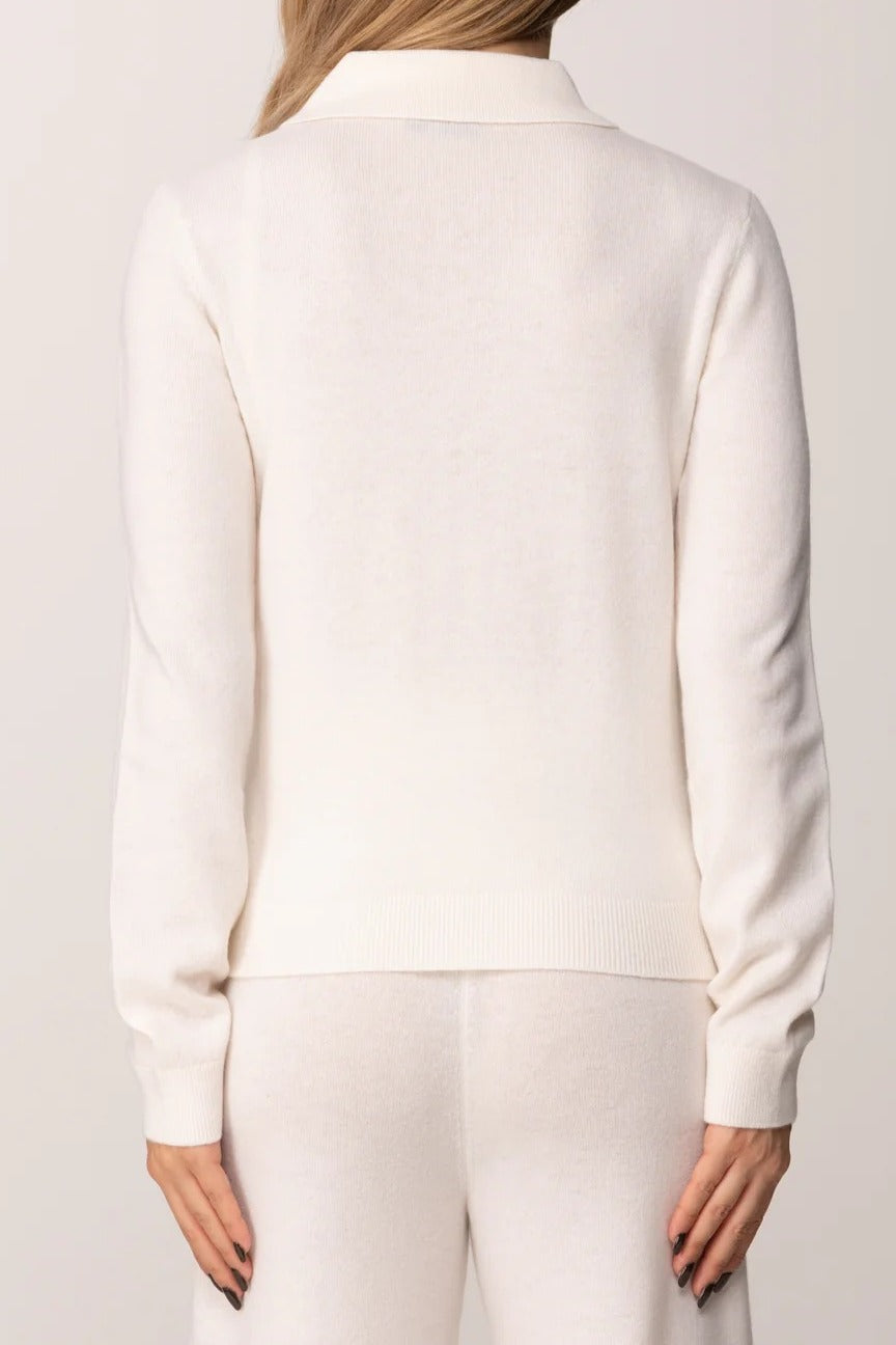 ELISABETTA FRANCHI Maglia Polo Lana Cashmere-Milk