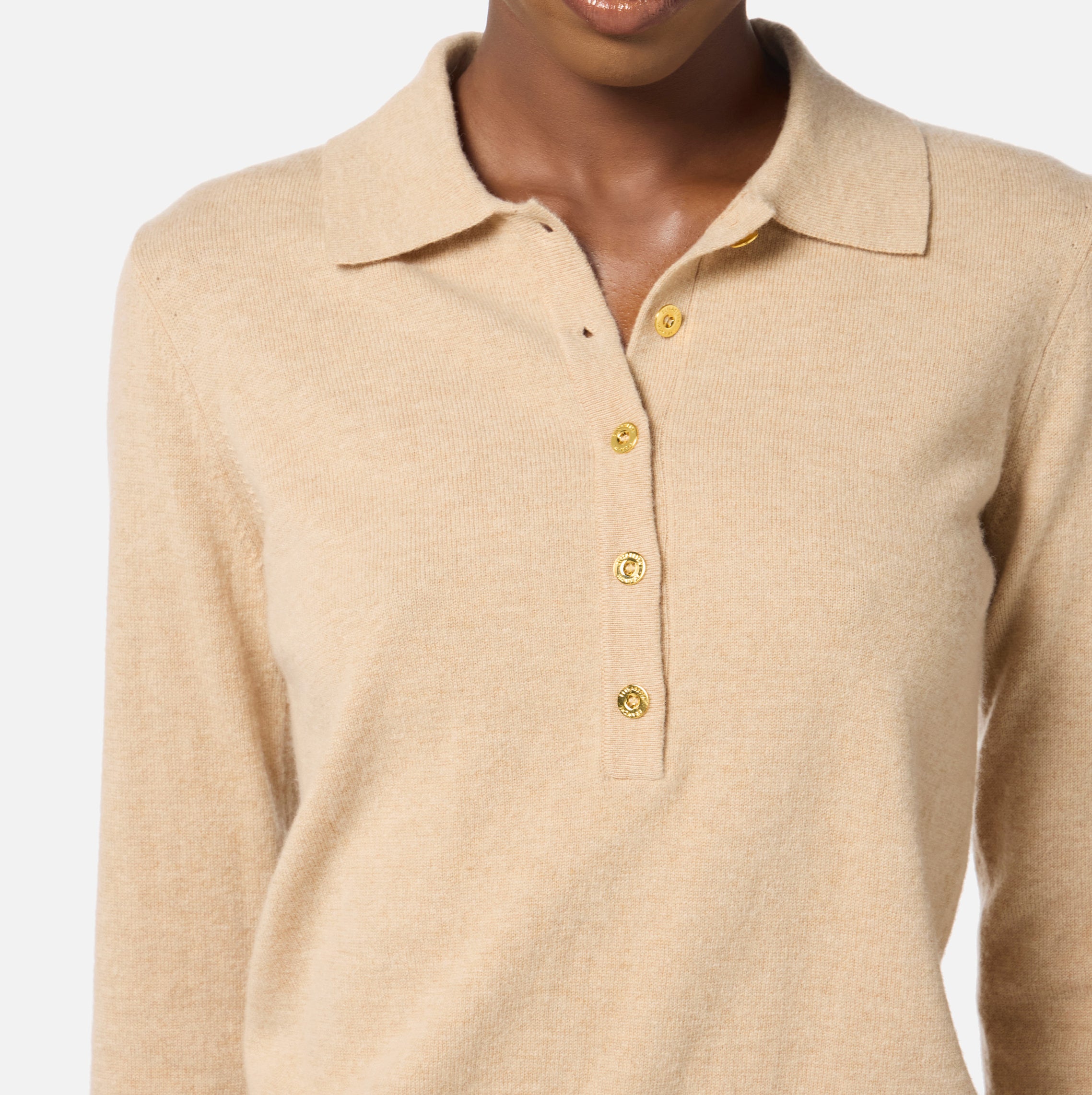 ELISABETTA FRANCHI Maglia Polo Lana Cashmere-Honey