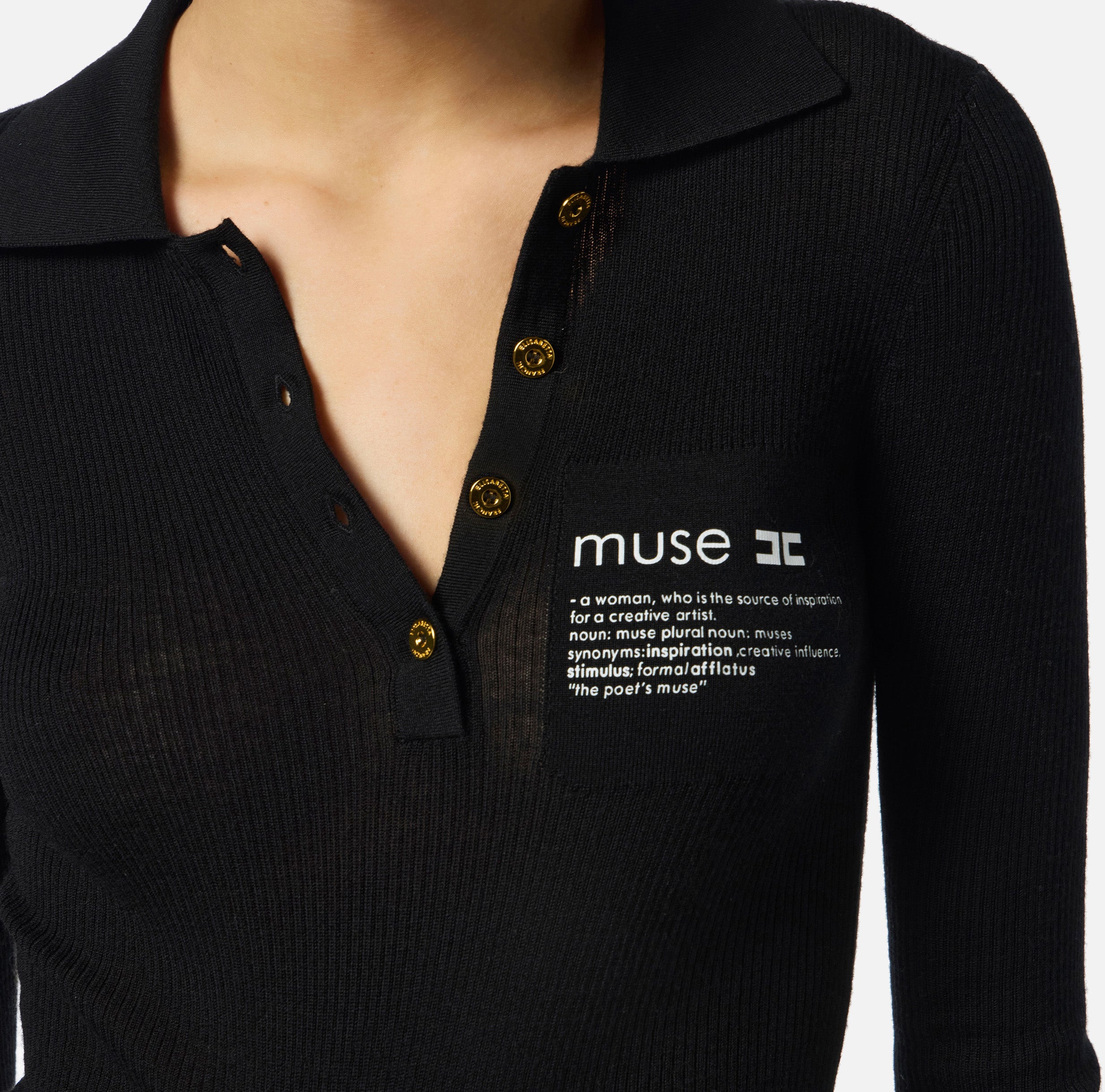 ELISABETTA FRANCHI Polo Maglia Logo Lettering Muse-Nero