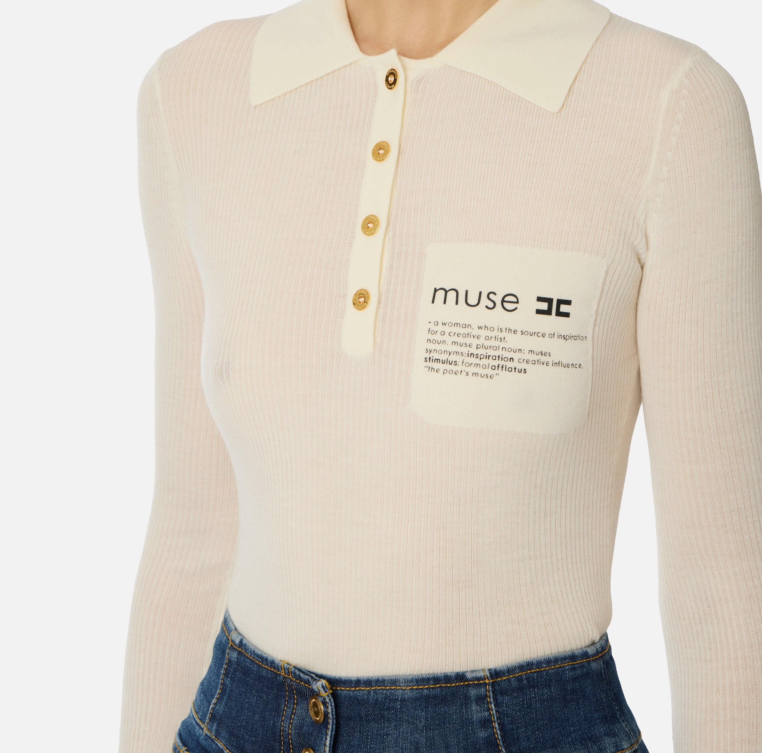 ELISABETTA FRANCHI Polo Maglia Logo Lettering Muse-Milk