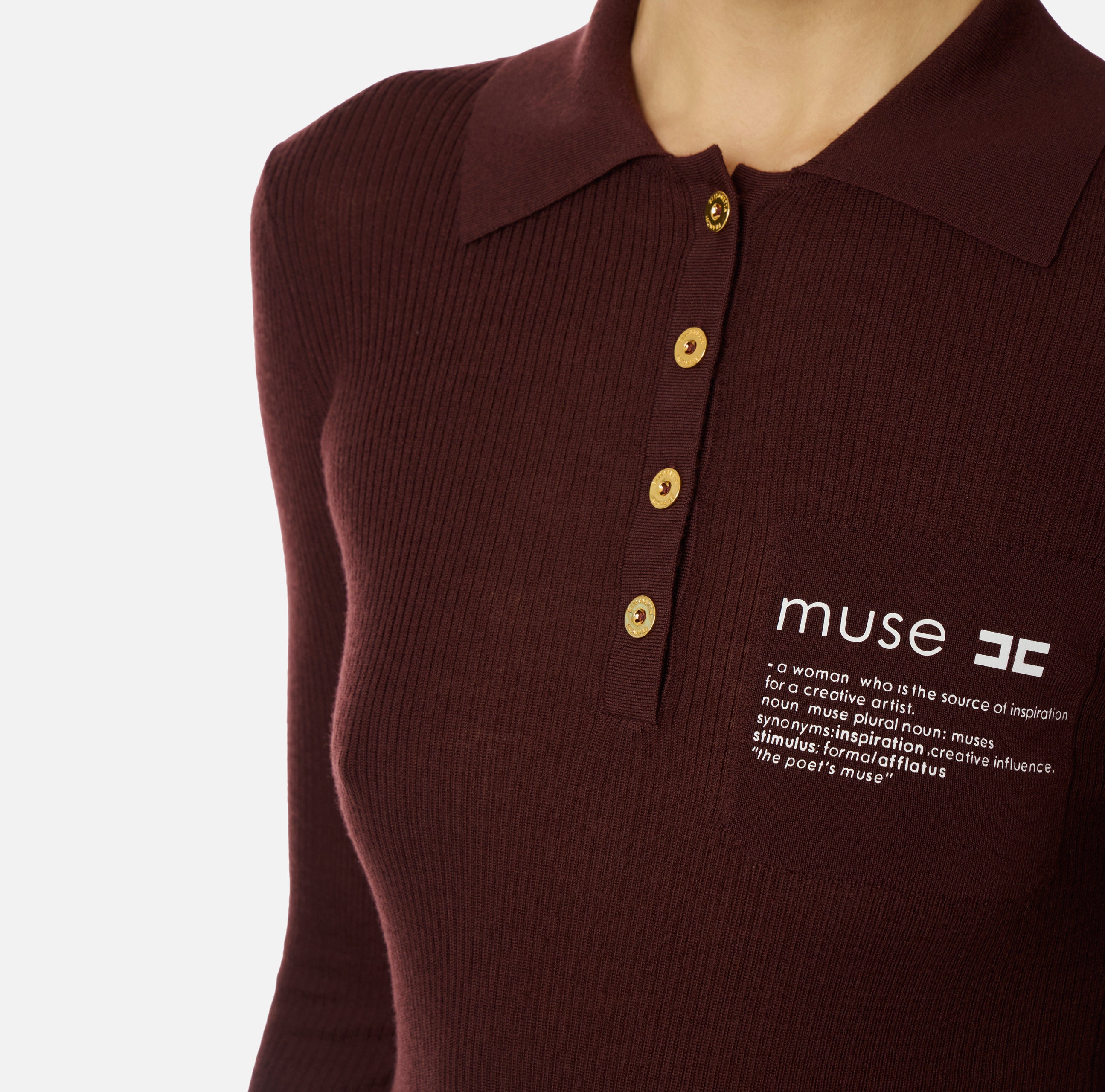 ELISABETTA FRANCHI Polo Maglia Logo Lettering Muse-Merlot