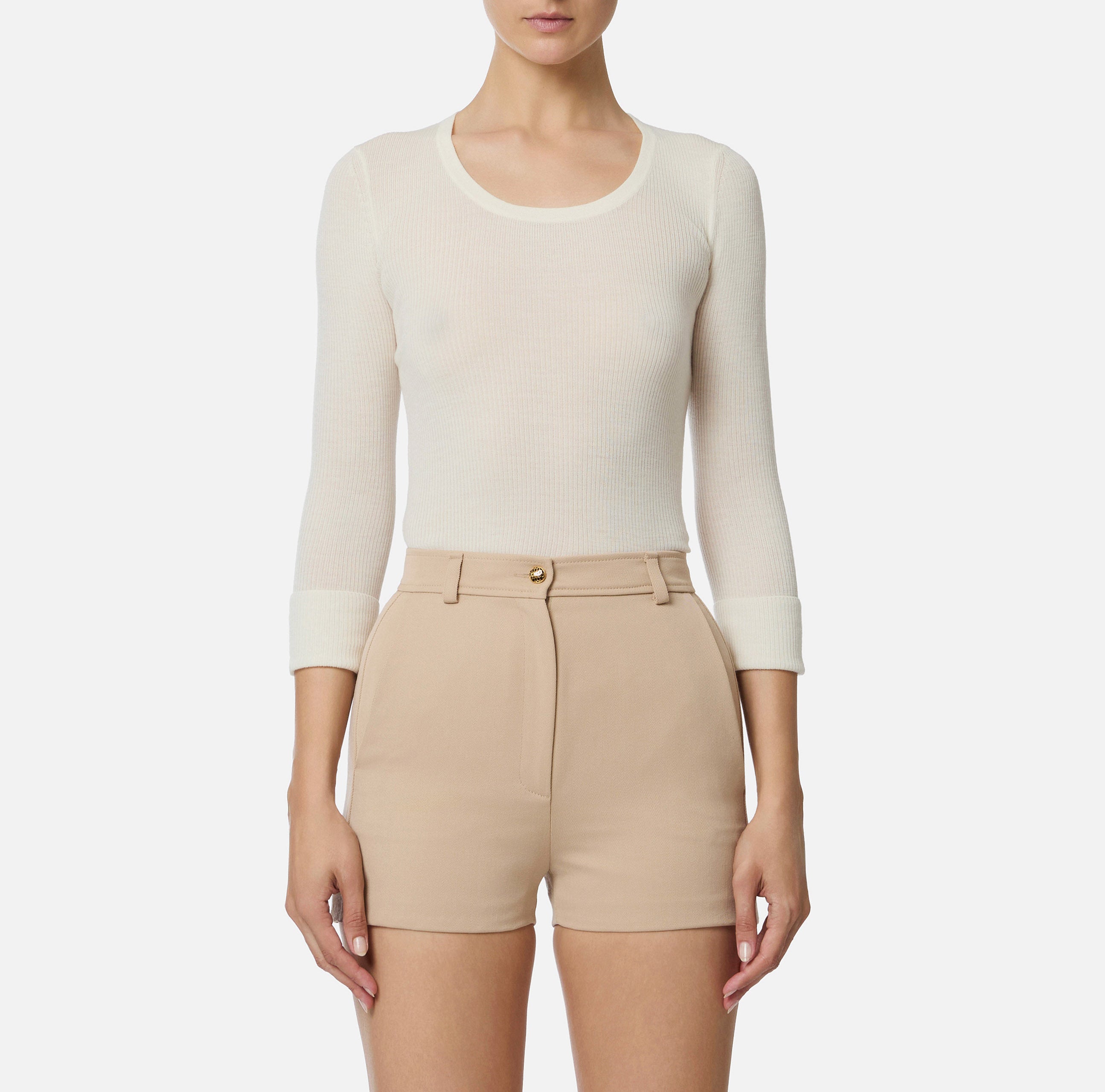 ELISABETTA FRANCHI Maglia Girocollo Logo Lettering Muse-Milk
