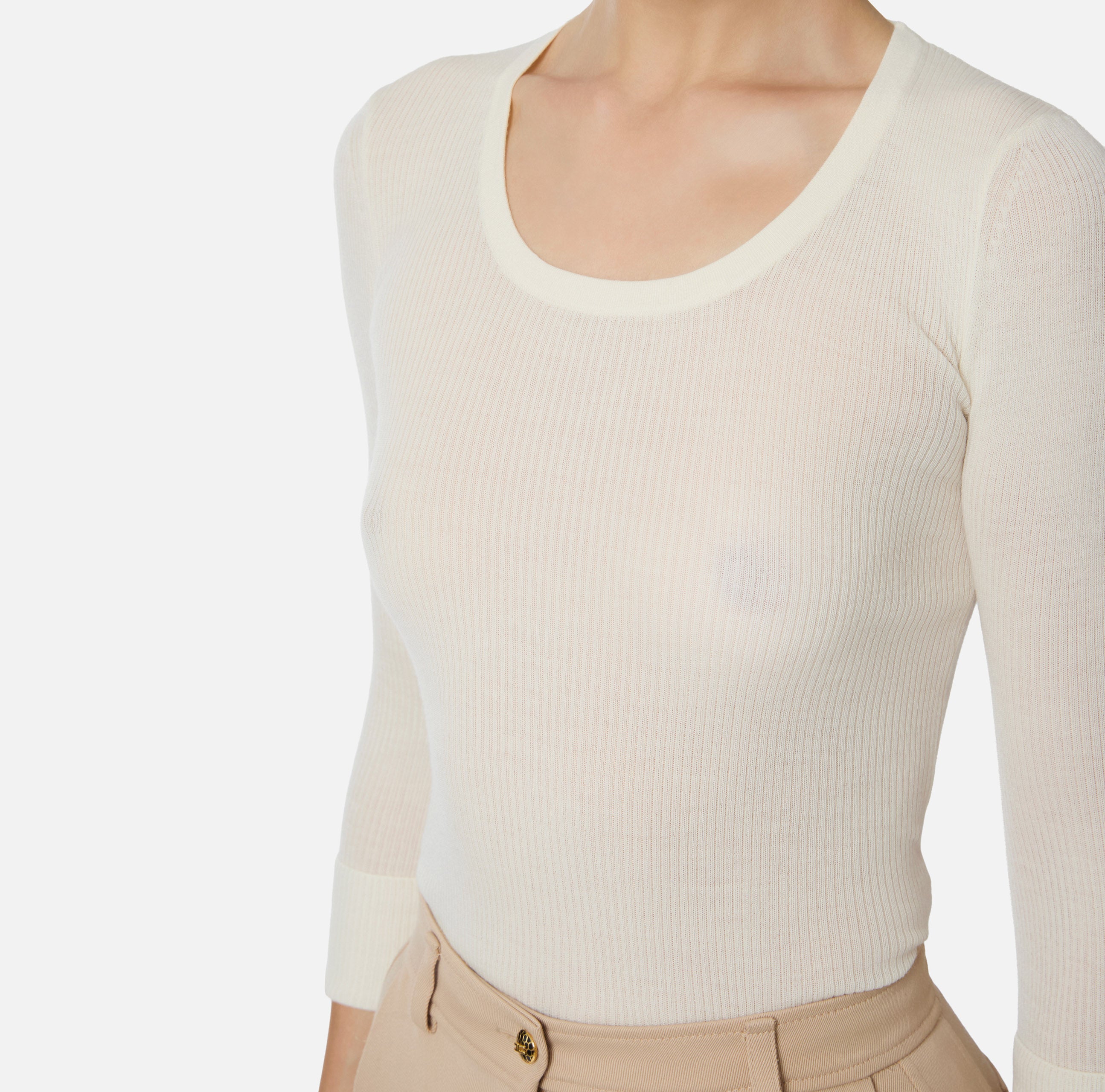 ELISABETTA FRANCHI Maglia Girocollo Logo Lettering Muse-Milk