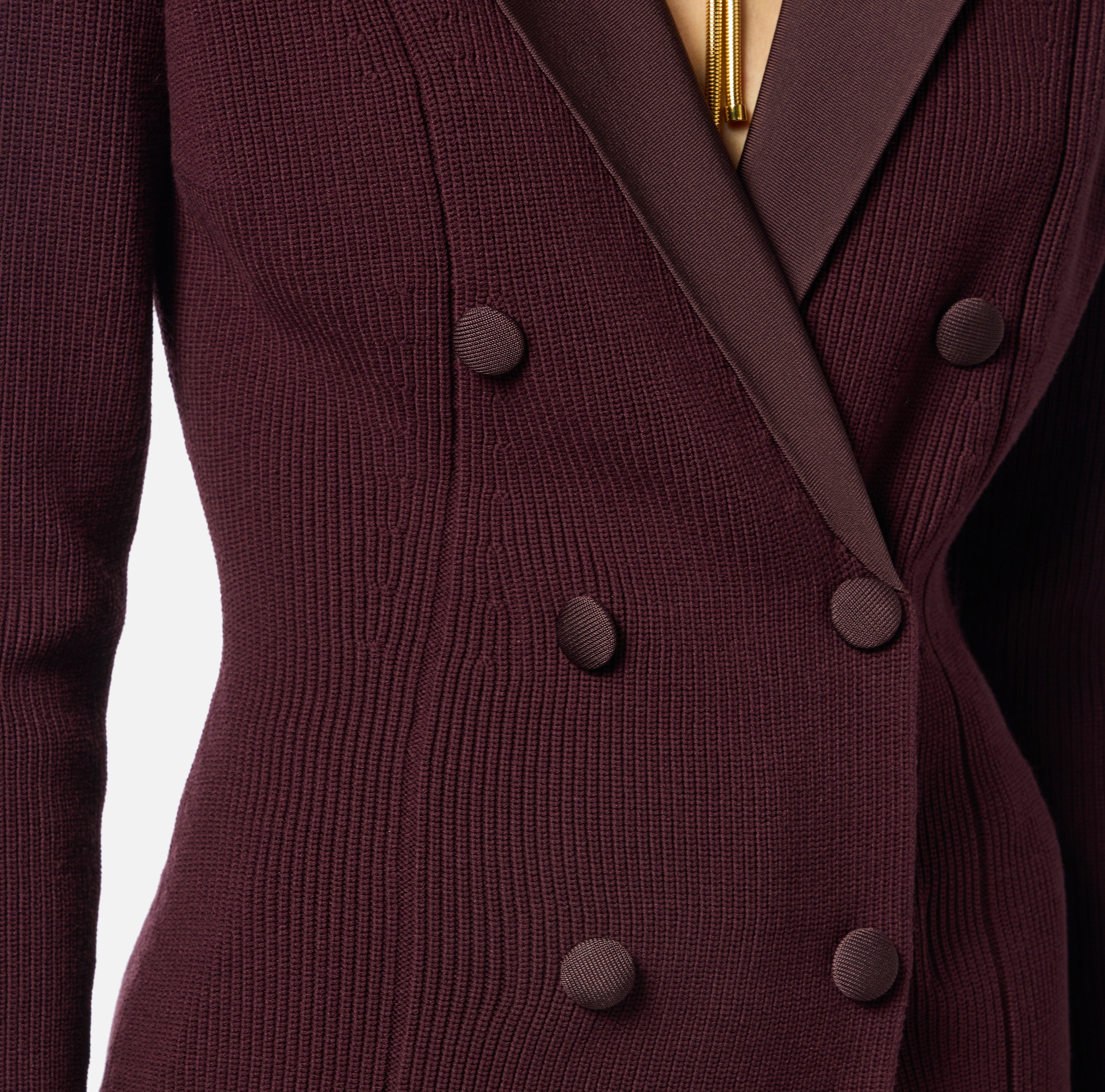 ELISABETTA FRANCHI Giacca Doppiopetto Maglia Costine-Merlot