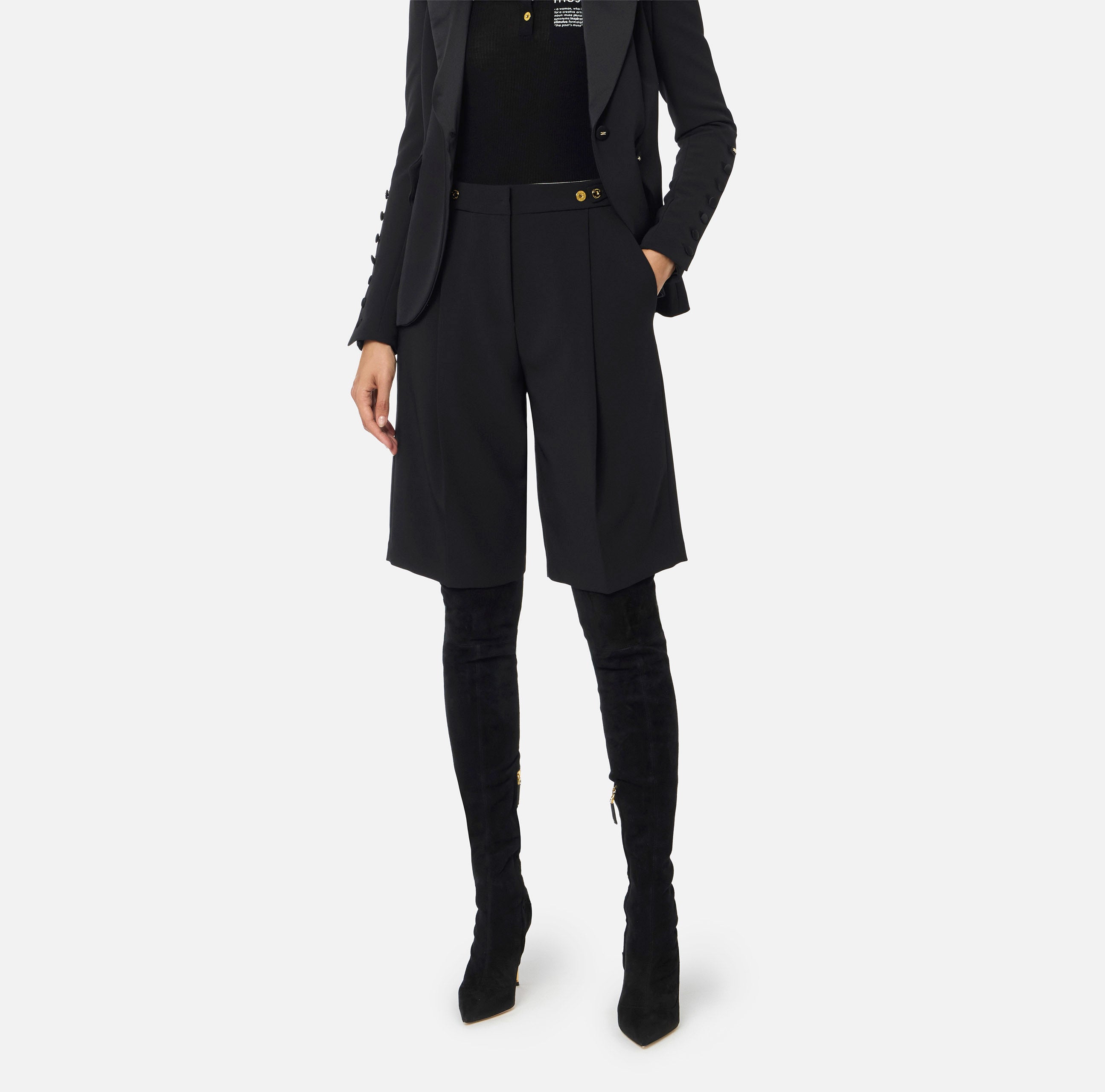 ELISABETTA FRANCHI Bermuda Crêpe Logo-Nero