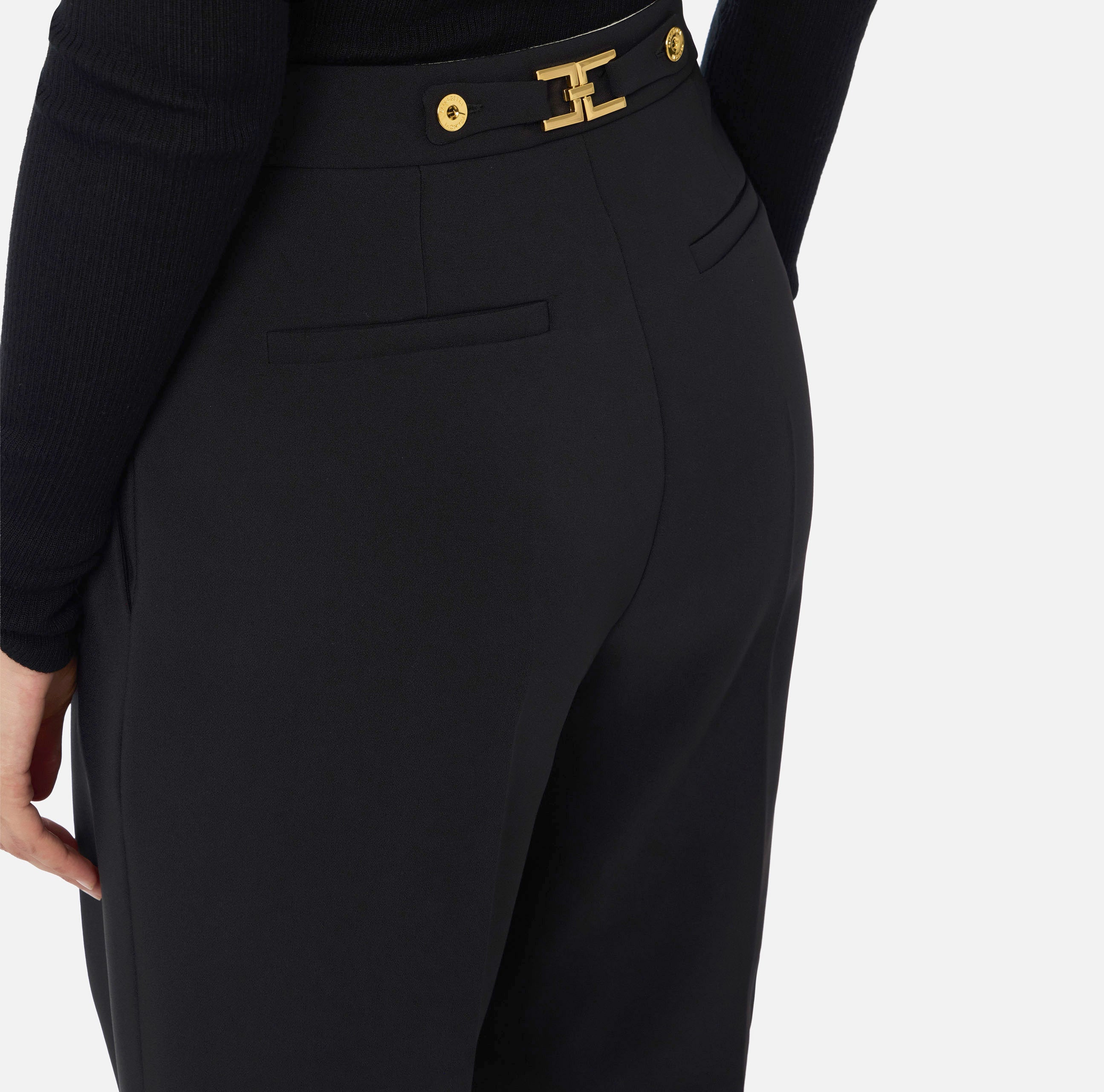 ELISABETTA FRANCHI Bermuda Crêpe Logo-Nero