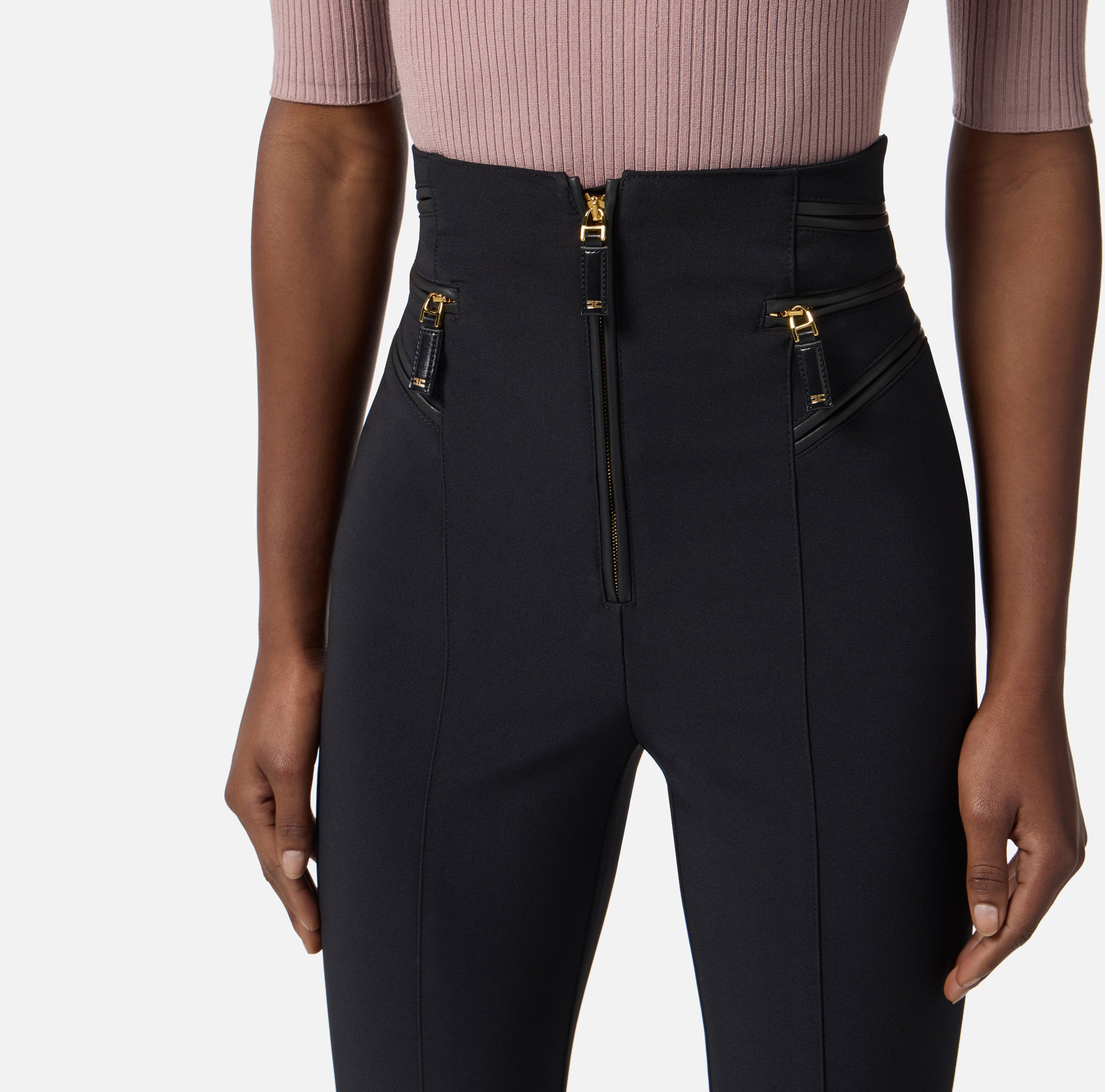 ELISABETTA FRANCHI Pantalone Crêpe Zip-Nero
