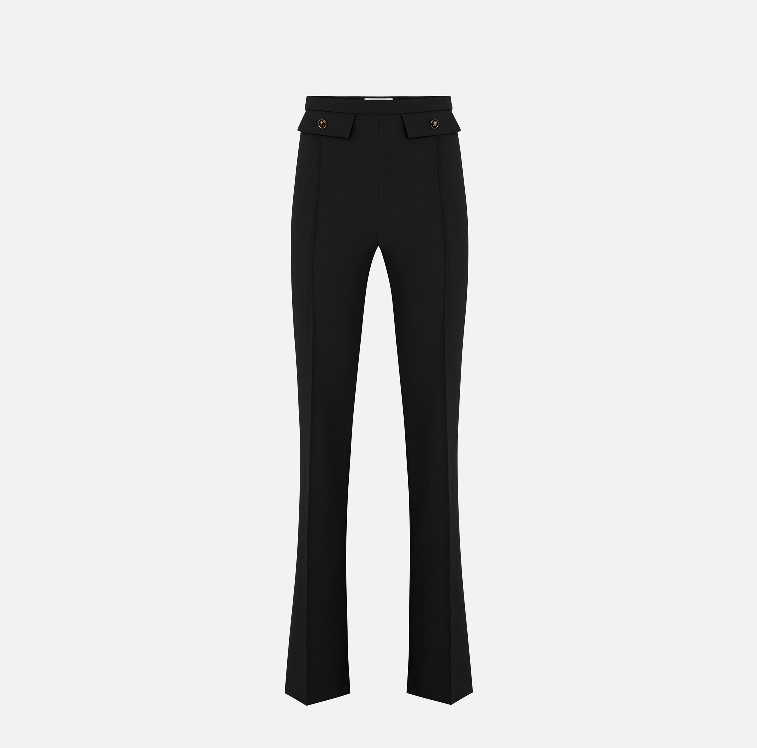 ELISABETTA FRANCHI Pantalone Palazzo Doppio Crêpe Essential-Nero