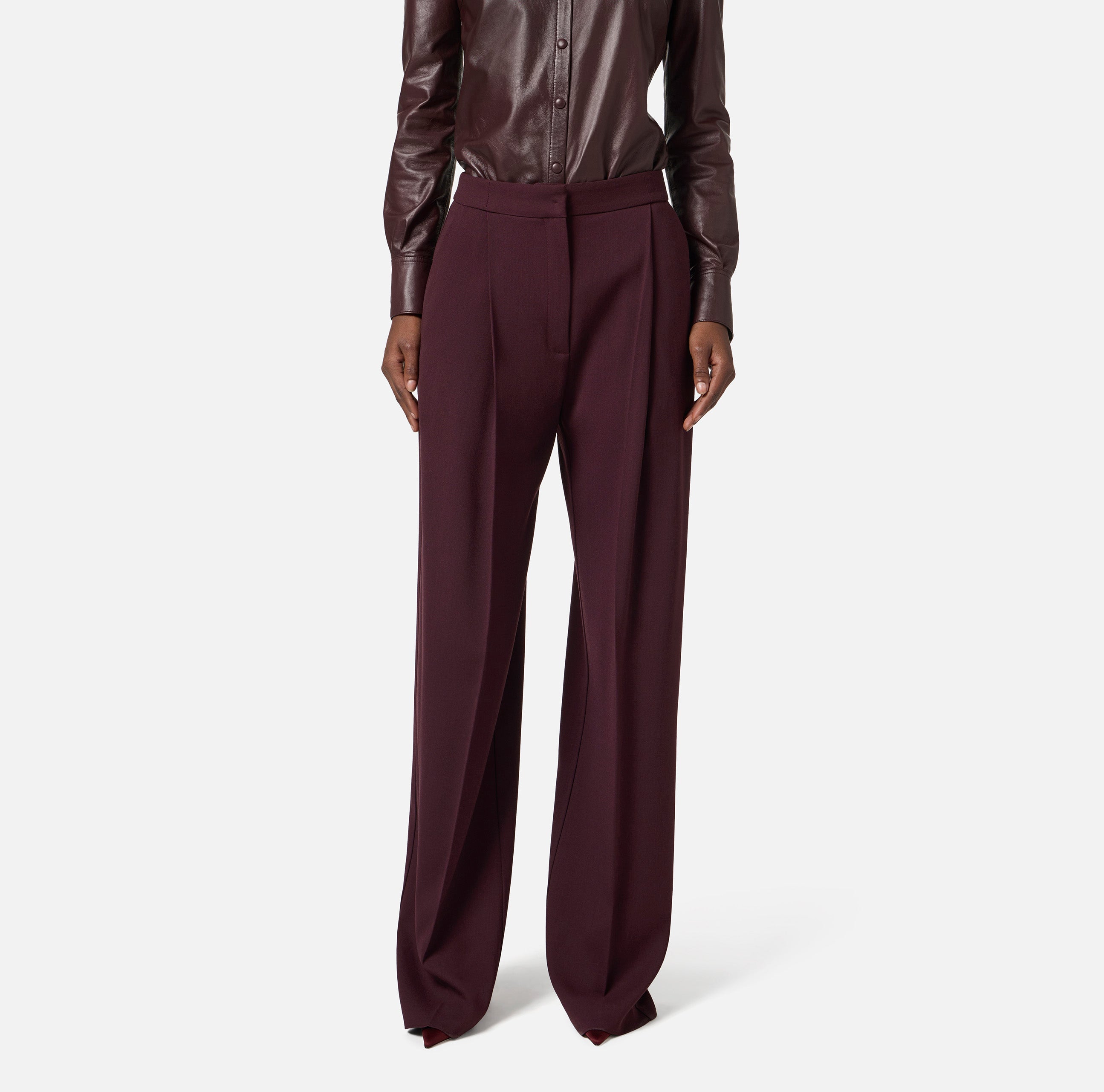 ELISABETTA FRANCHI Pantalone Crêpe Logo-Merlot