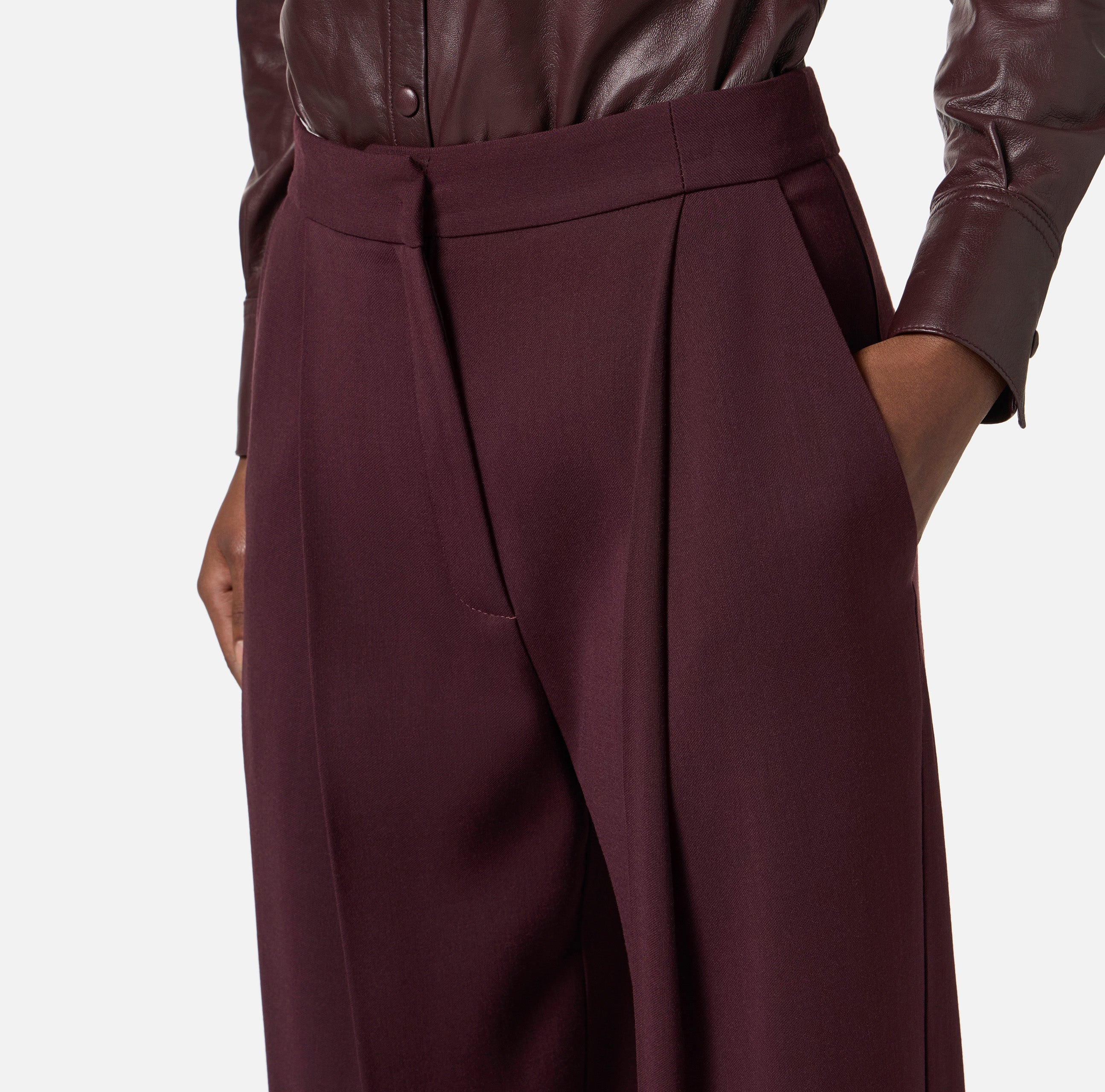 ELISABETTA FRANCHI Pantalone Crêpe Logo-Merlot